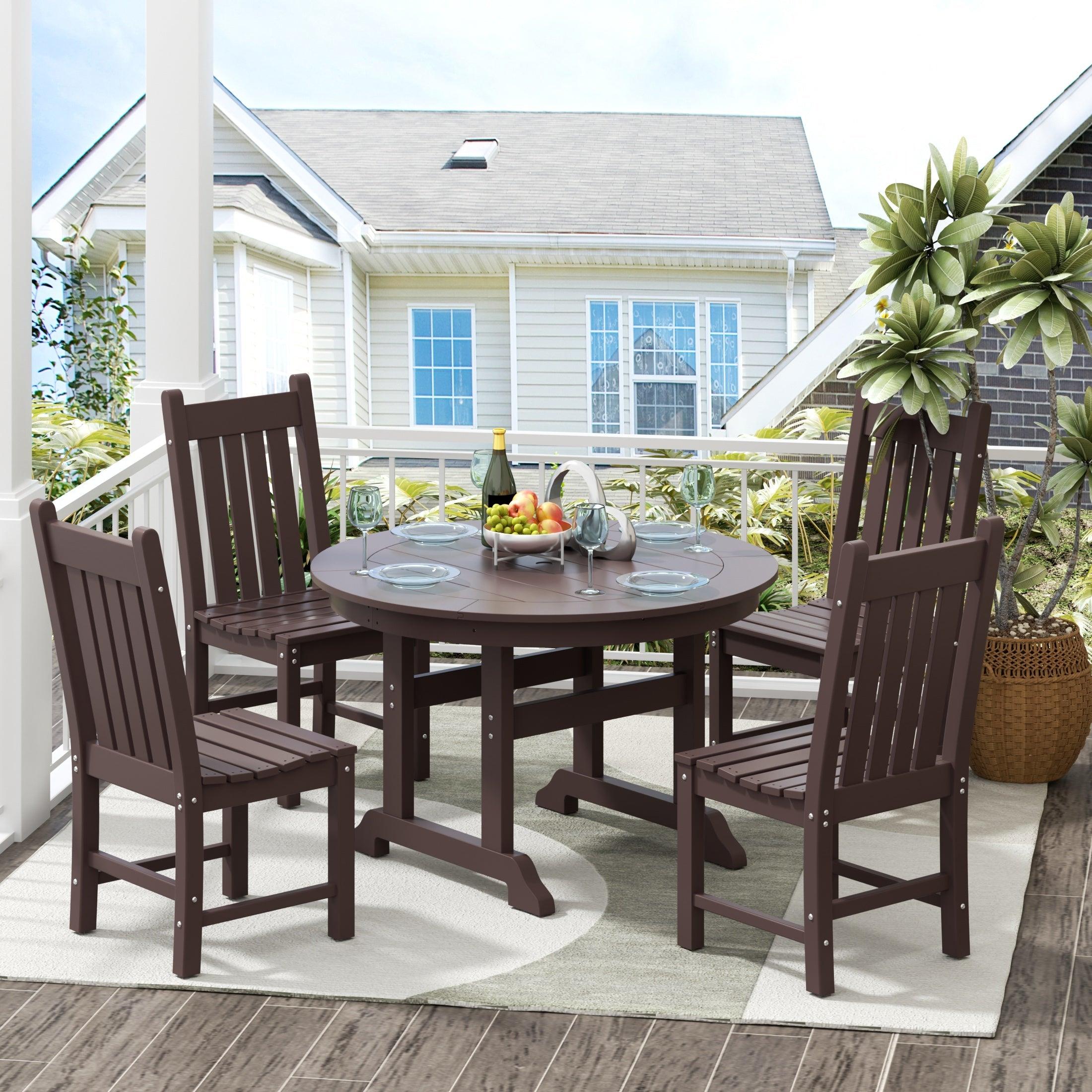 Paradise 5 Piece Trestle Round Table Chair Dining Set - Costaelm