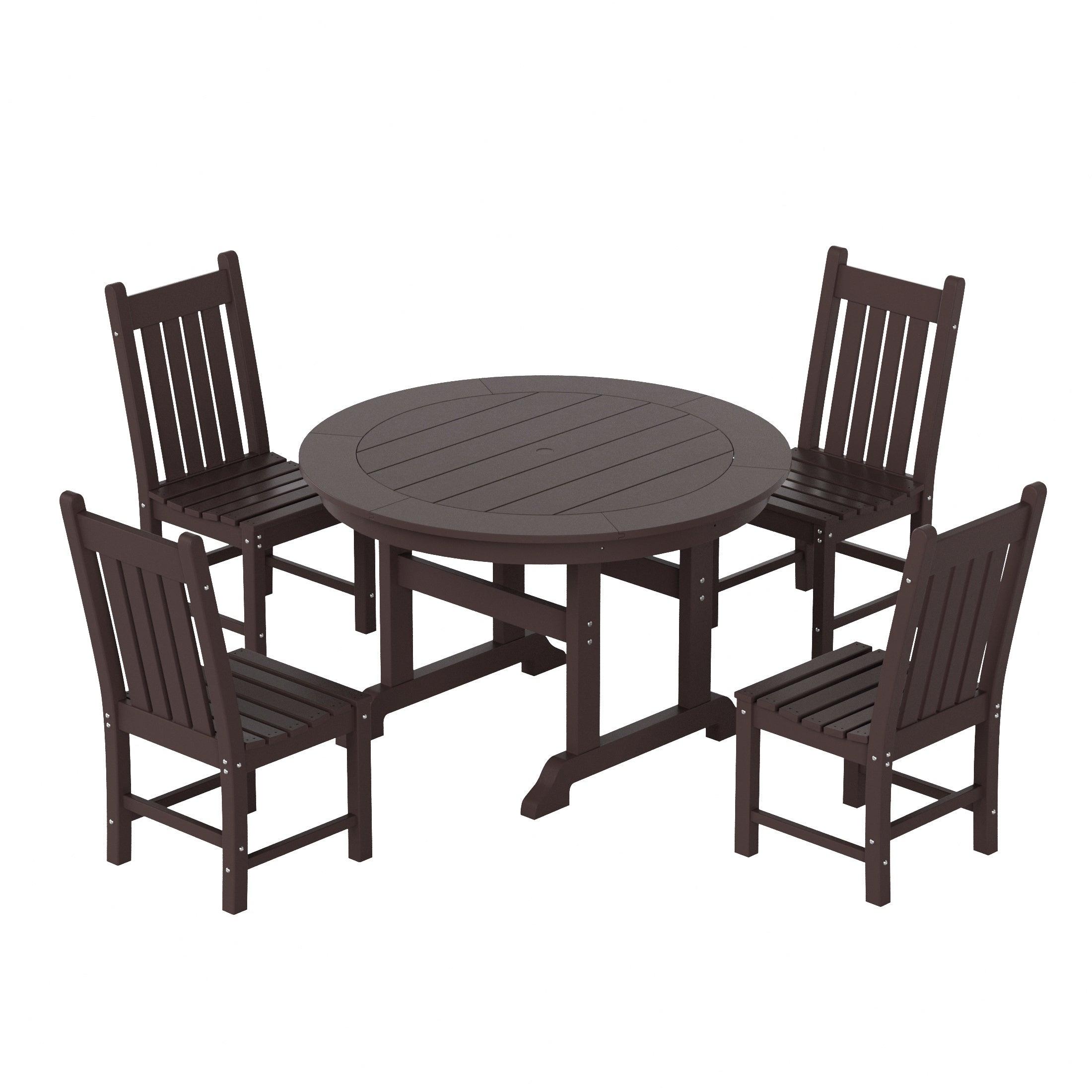 Paradise 5 Piece Trestle Round Table Chair Dining Set - Costaelm