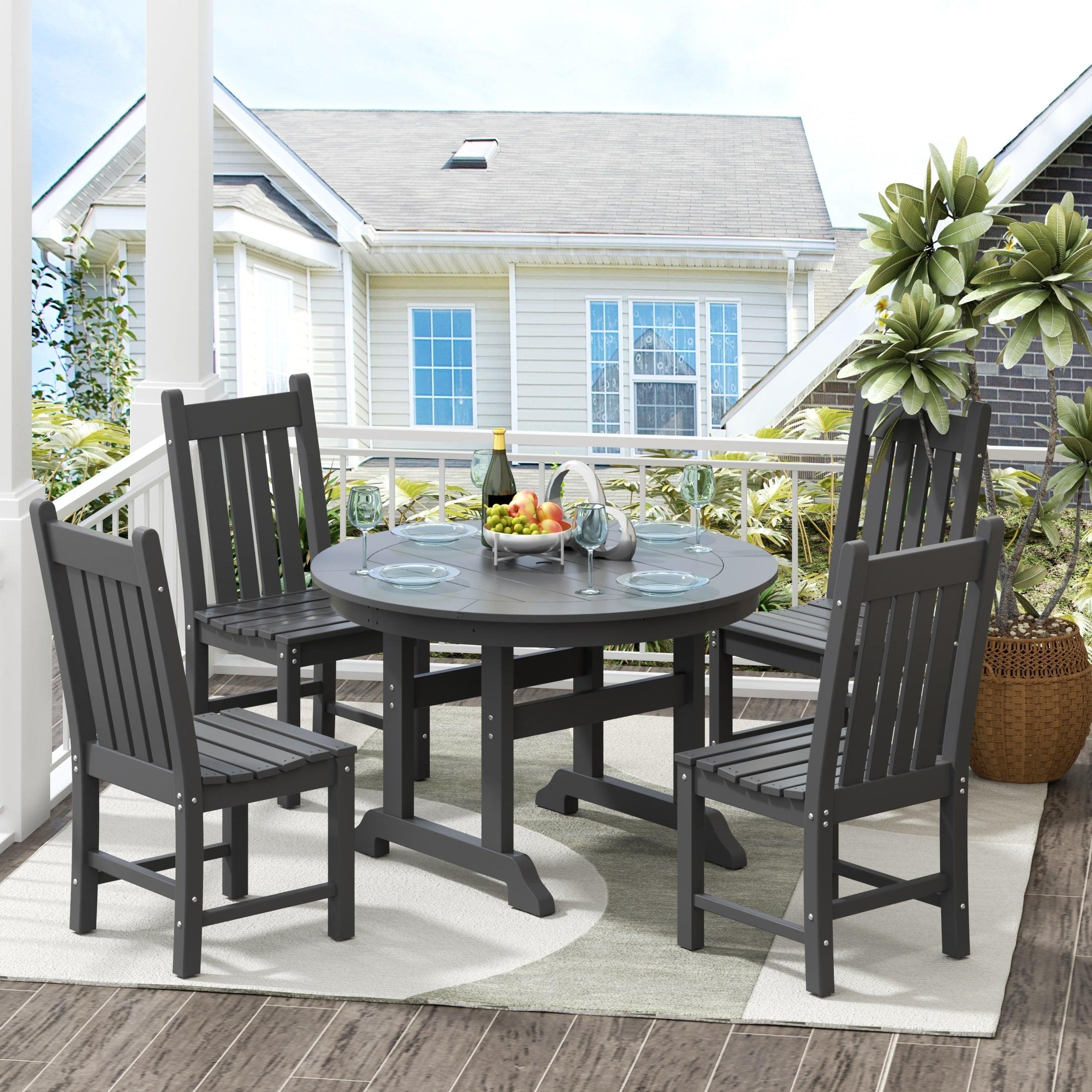 Paradise 5 Piece Trestle Round Table Chair Dining Set - Costaelm