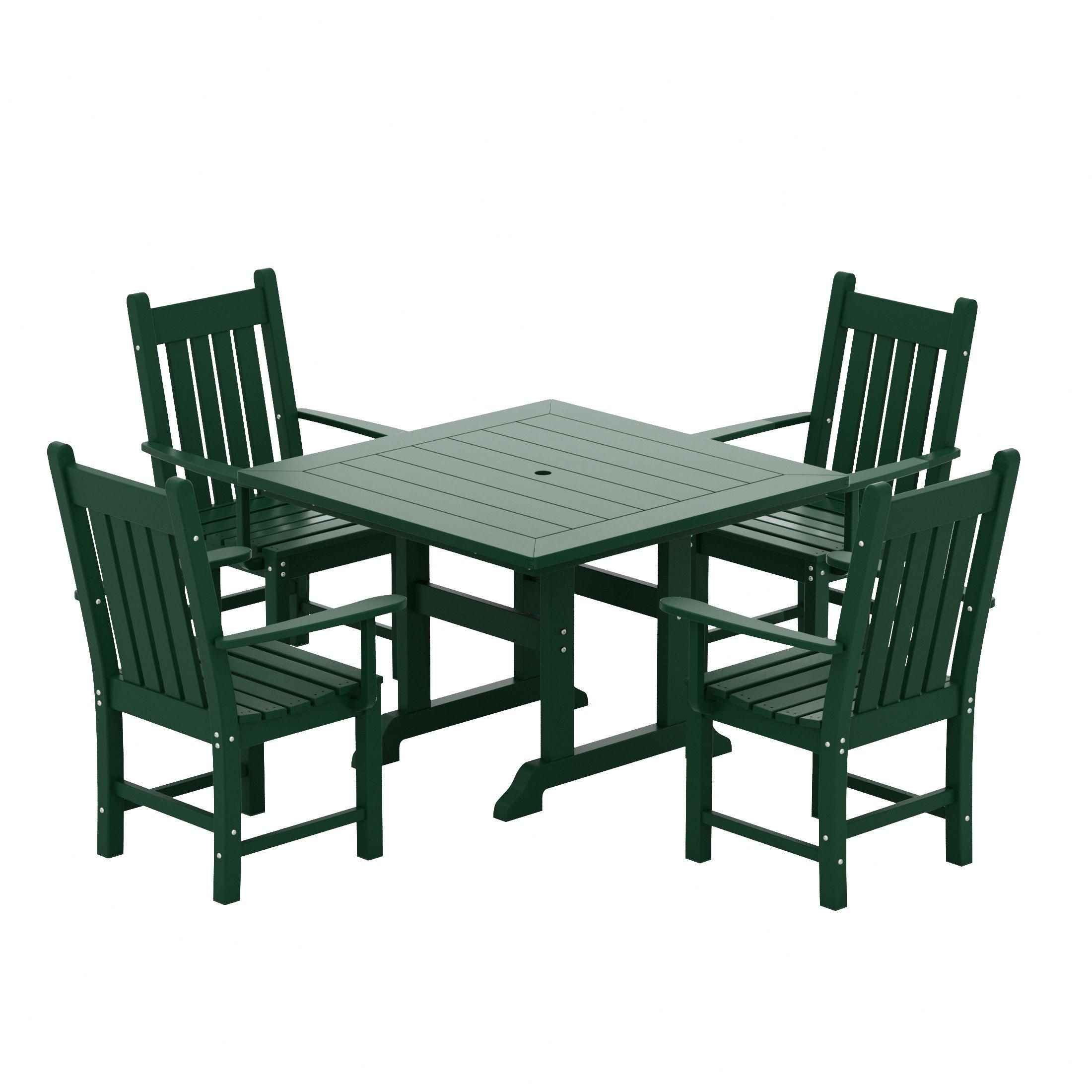 Paradise 5 Piece Trestle Square Table Arm Chair Dining Set - Costaelm