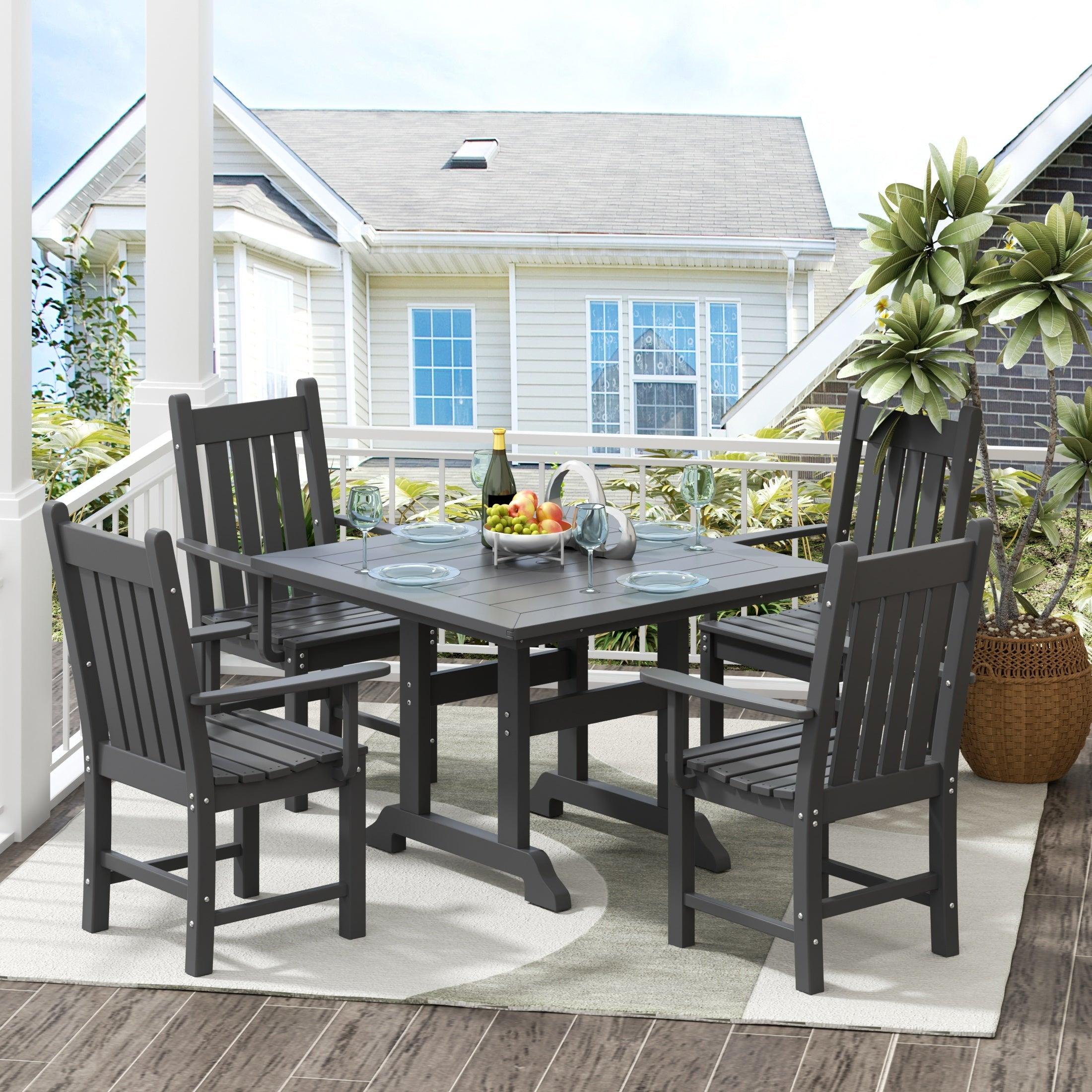 Paradise 5 Piece Trestle Square Table Arm Chair Dining Set - Costaelm