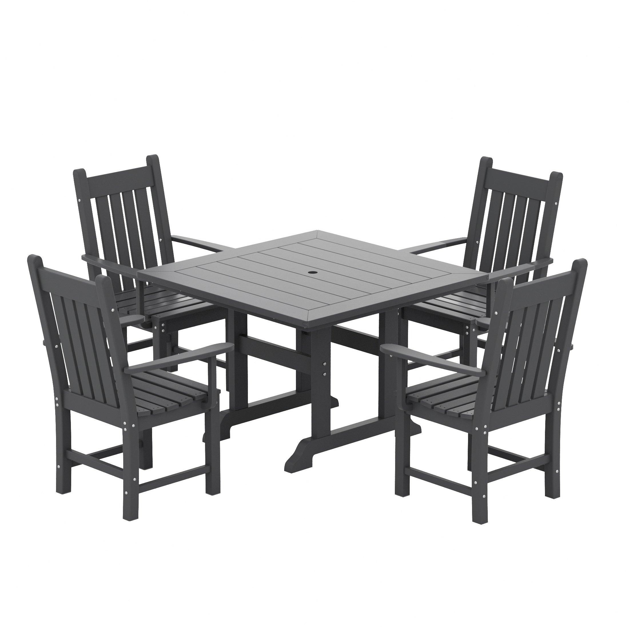 Paradise 5 Piece Trestle Square Table Arm Chair Dining Set - Costaelm