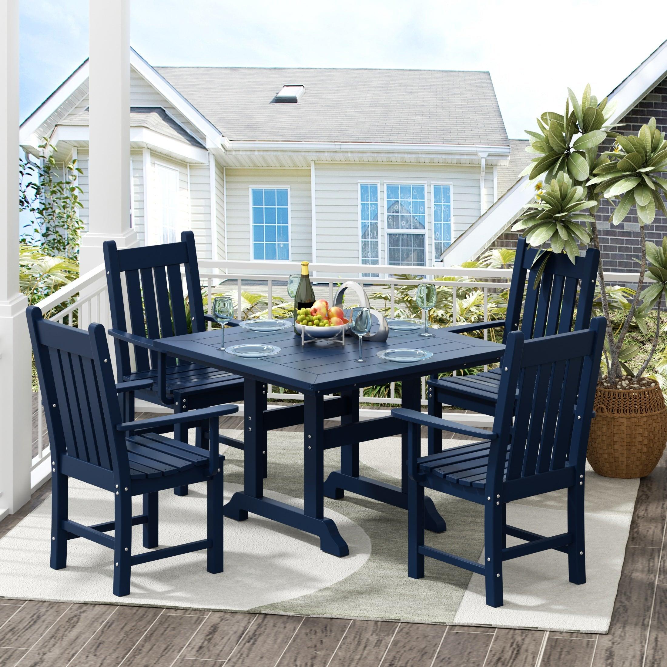 Paradise 5 Piece Trestle Square Table Arm Chair Dining Set - Costaelm