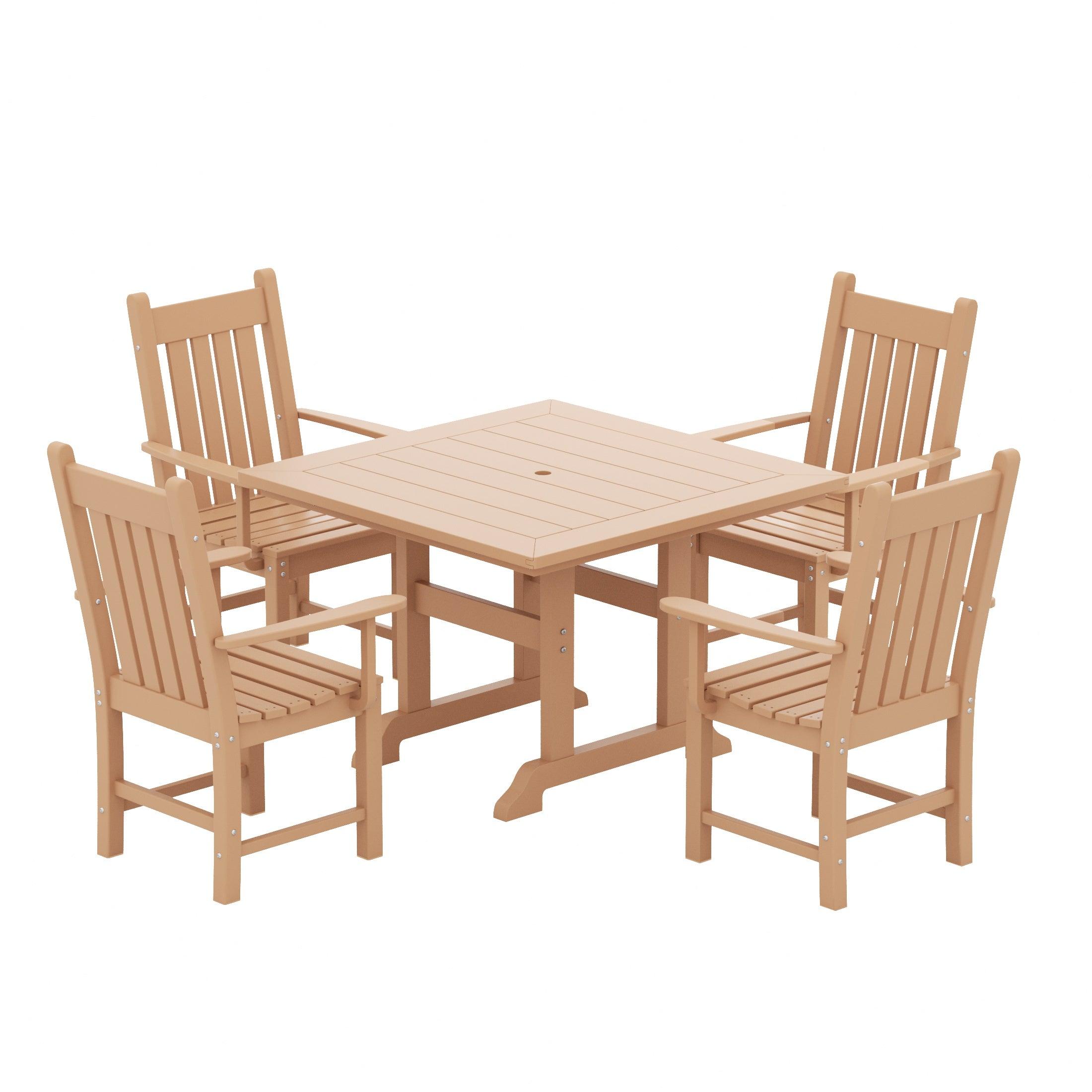 Paradise 5 Piece Trestle Square Table Arm Chair Dining Set - Costaelm