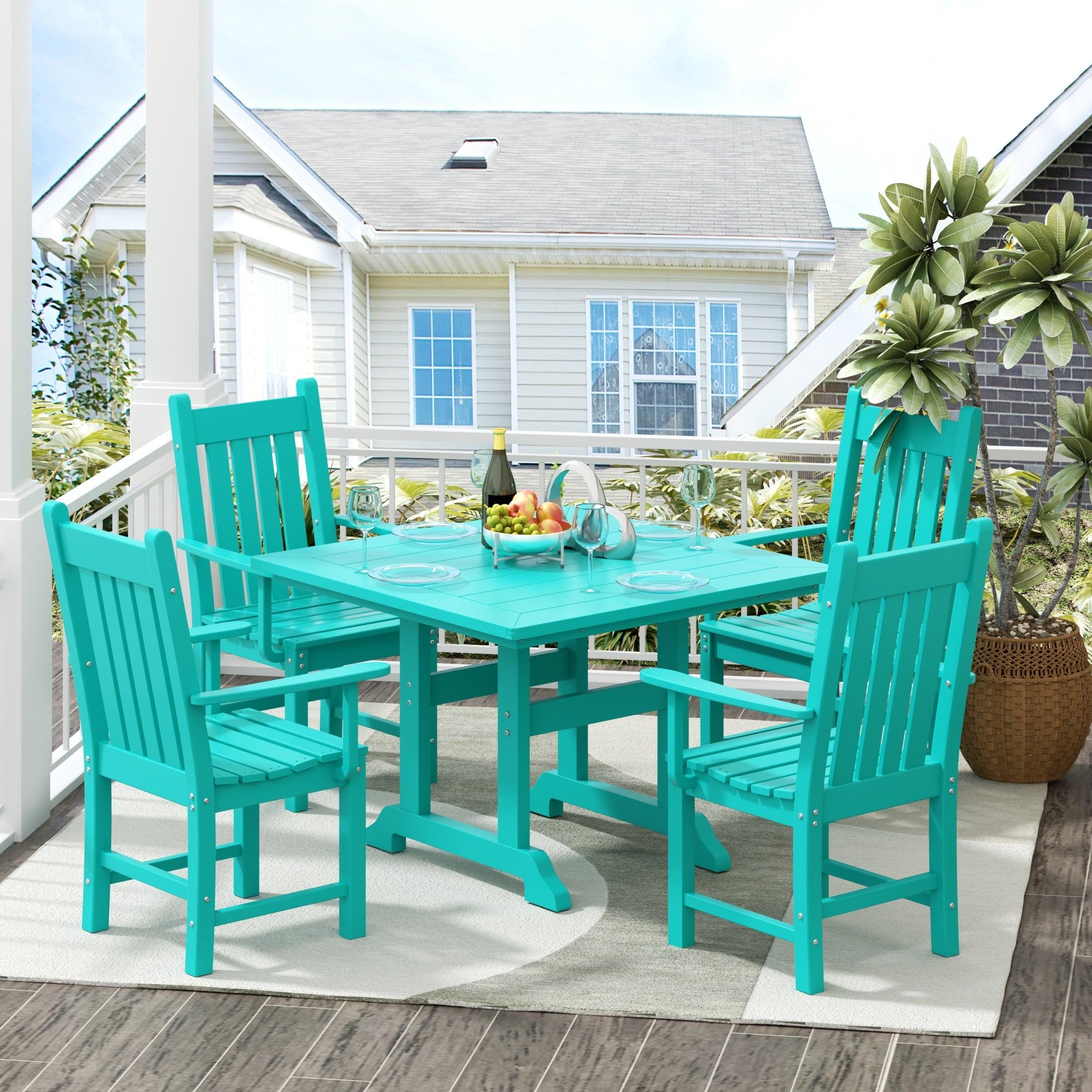 Paradise 5 Piece Trestle Square Table Arm Chair Dining Set - Costaelm