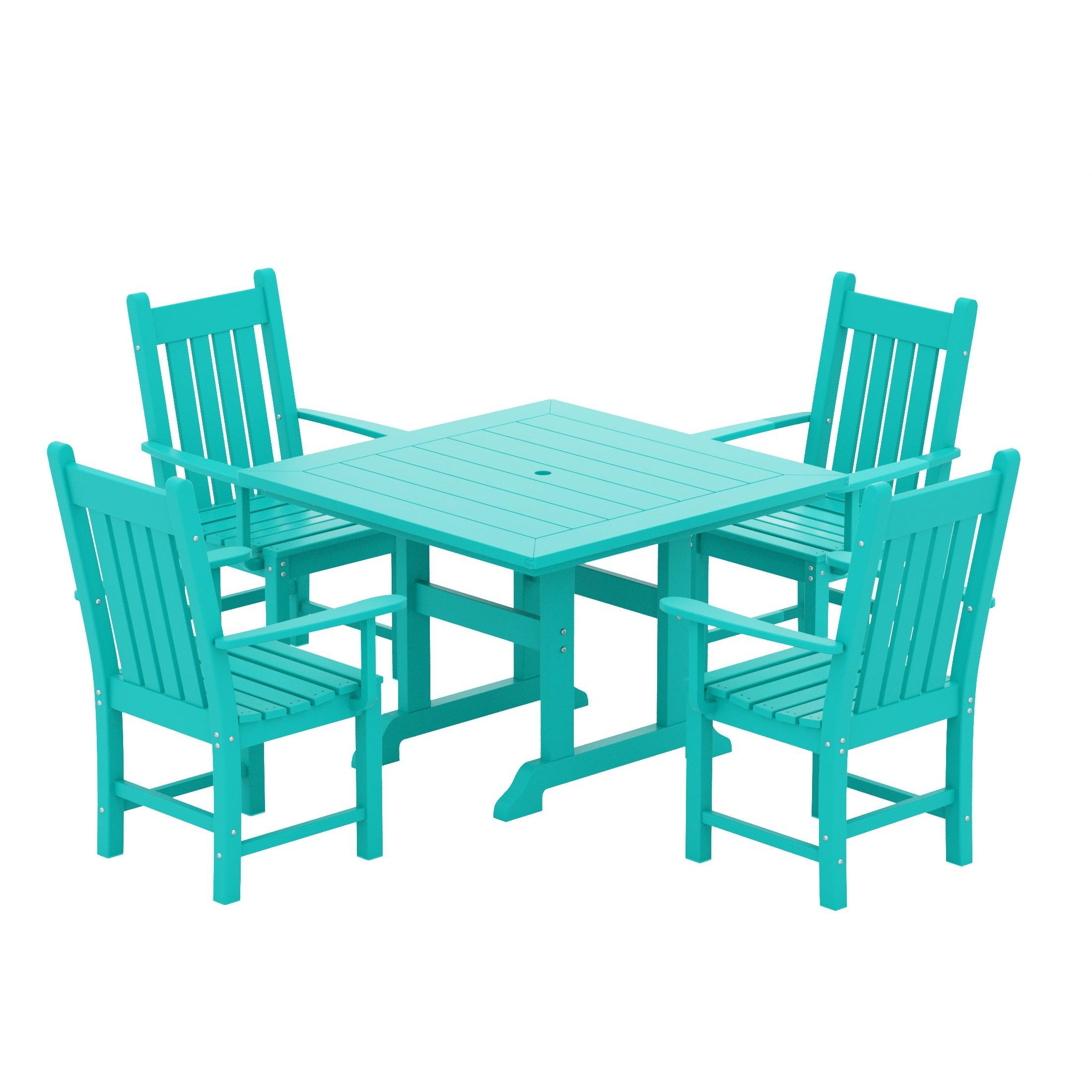 Paradise 5 Piece Trestle Square Table Arm Chair Dining Set - Costaelm