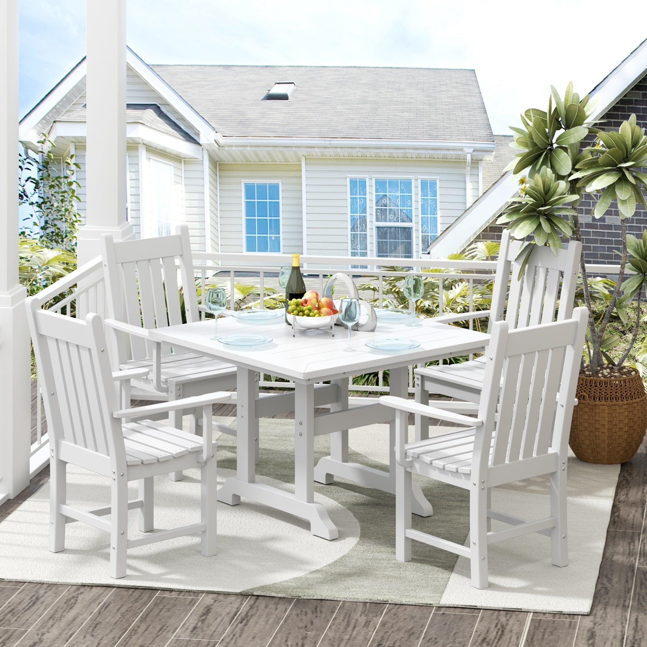 Paradise 5 Piece Trestle Square Table Arm Chair Dining Set - Costaelm