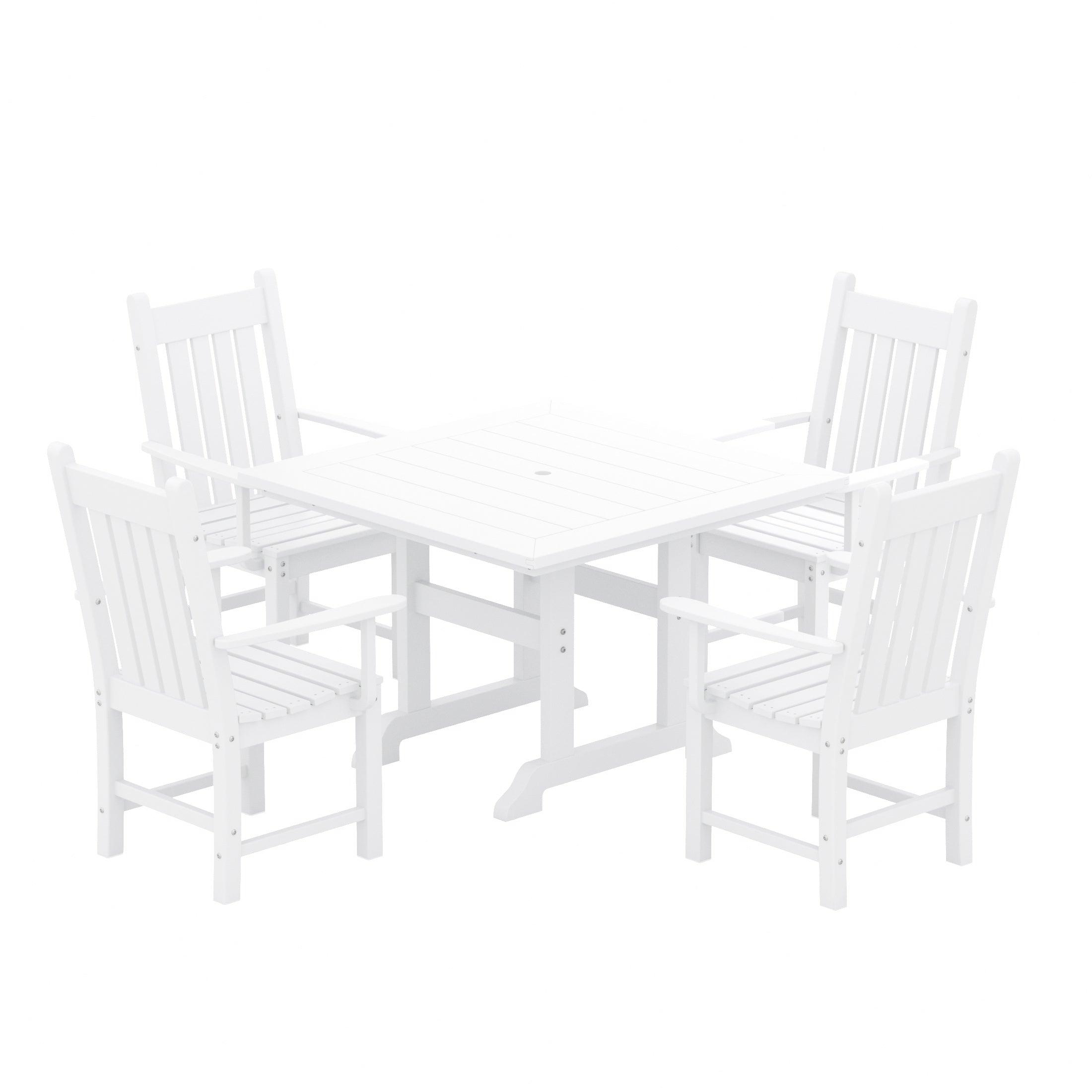 Paradise 5 Piece Trestle Square Table Arm Chair Dining Set - Costaelm