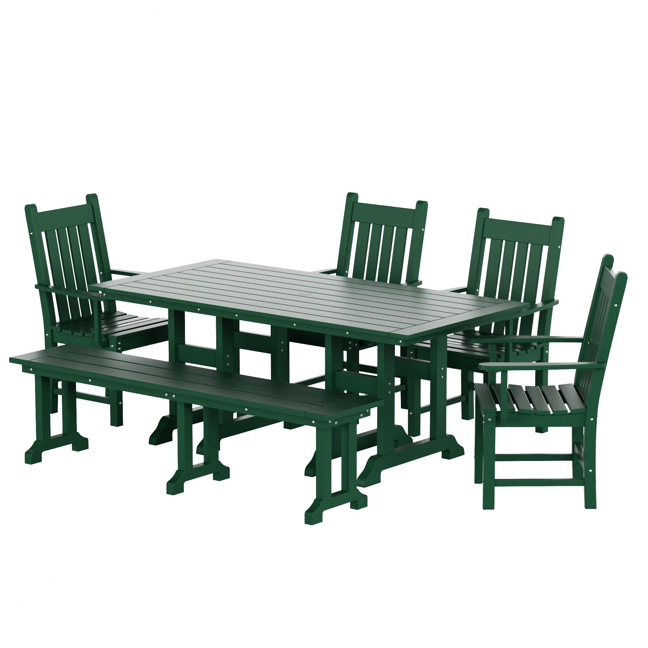 Paradise 6-Piece Dining Table Arm Chair Set with Dining Bench - Costaelm