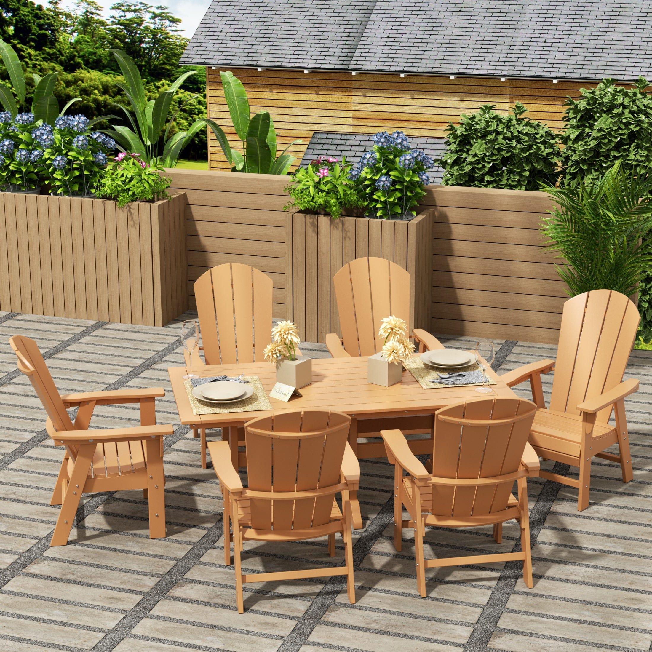 Paradise 7 Piece Dining Table Adirondack Chair Set - Costaelm