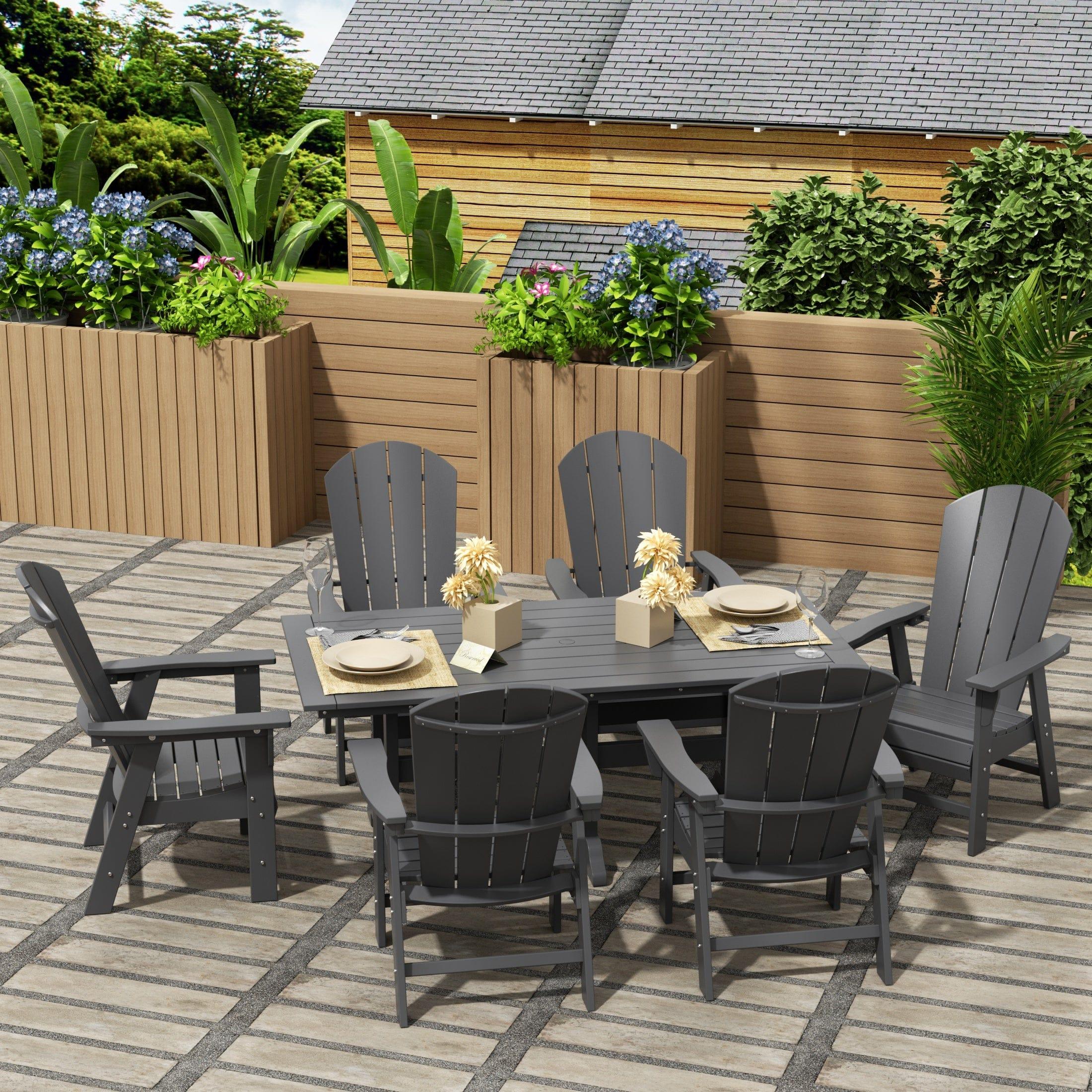 Paradise 7 Piece Dining Table Adirondack Chair Set - Costaelm