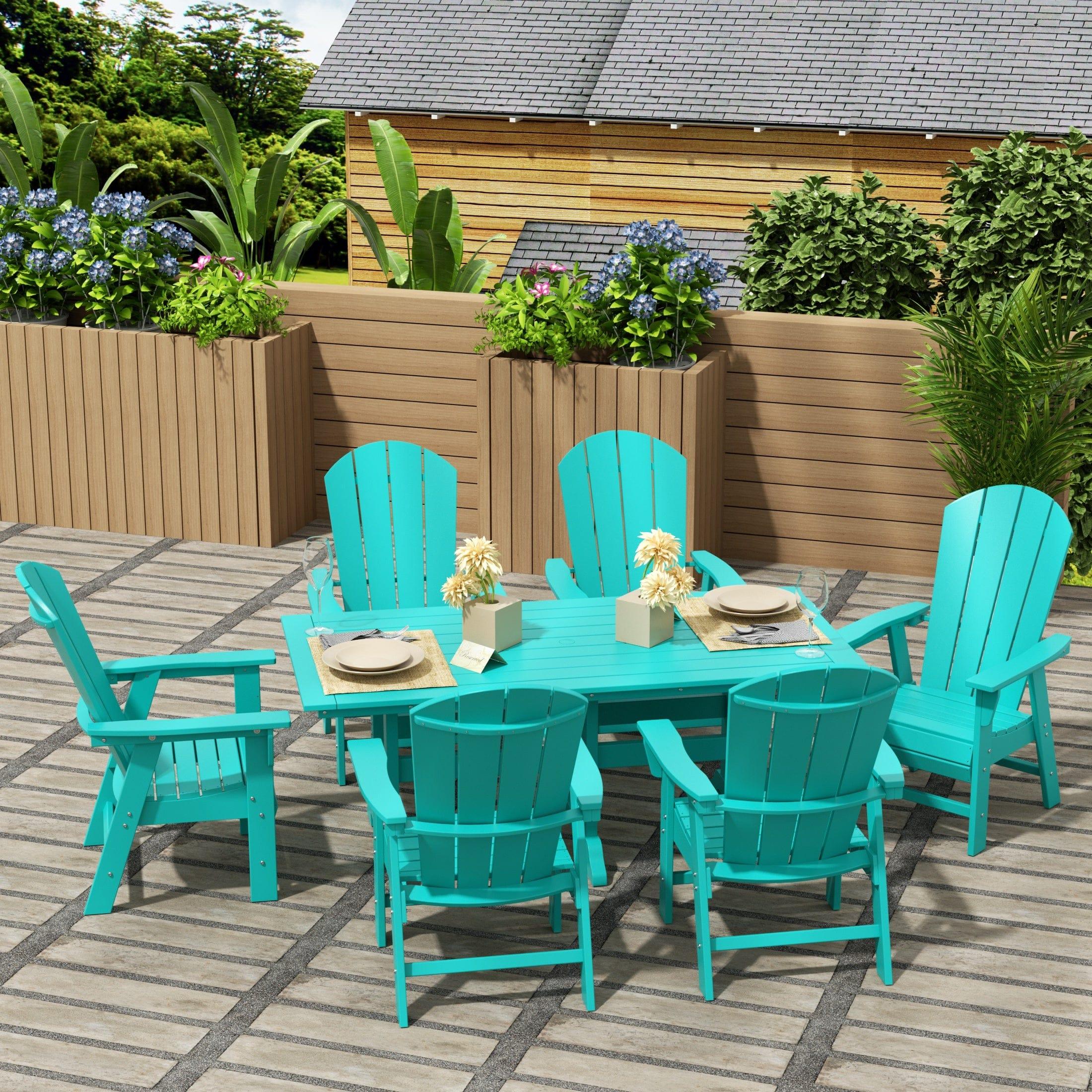 Paradise 7 Piece Dining Table Adirondack Chair Set - Costaelm