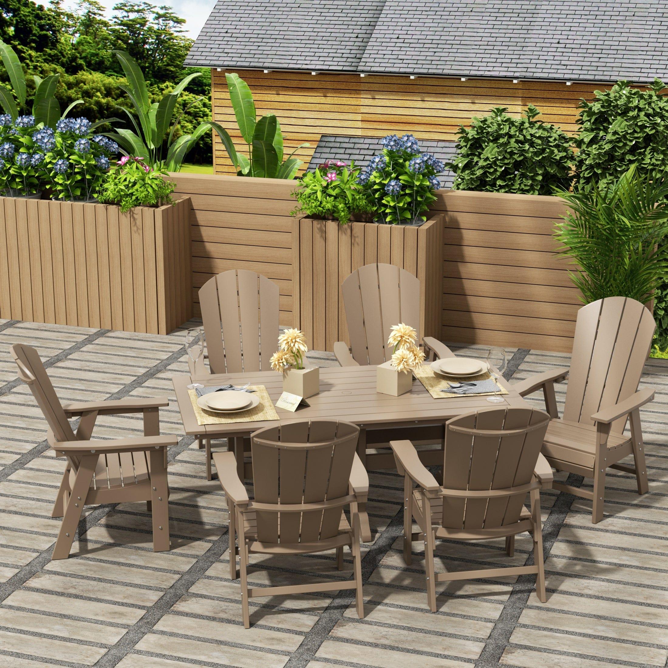 Paradise 7 Piece Dining Table Adirondack Chair Set - Costaelm