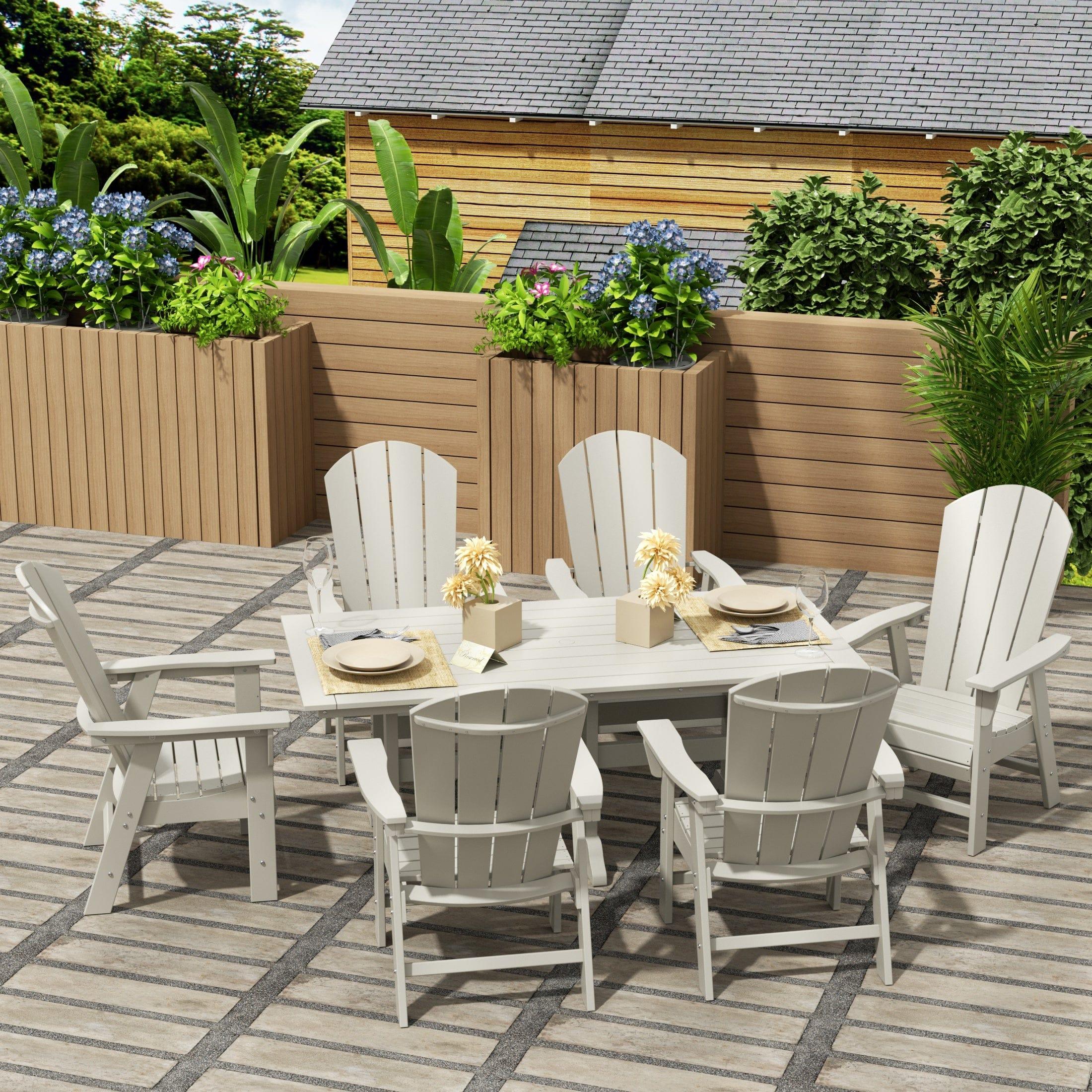 Paradise 7 Piece Dining Table Adirondack Chair Set - Costaelm