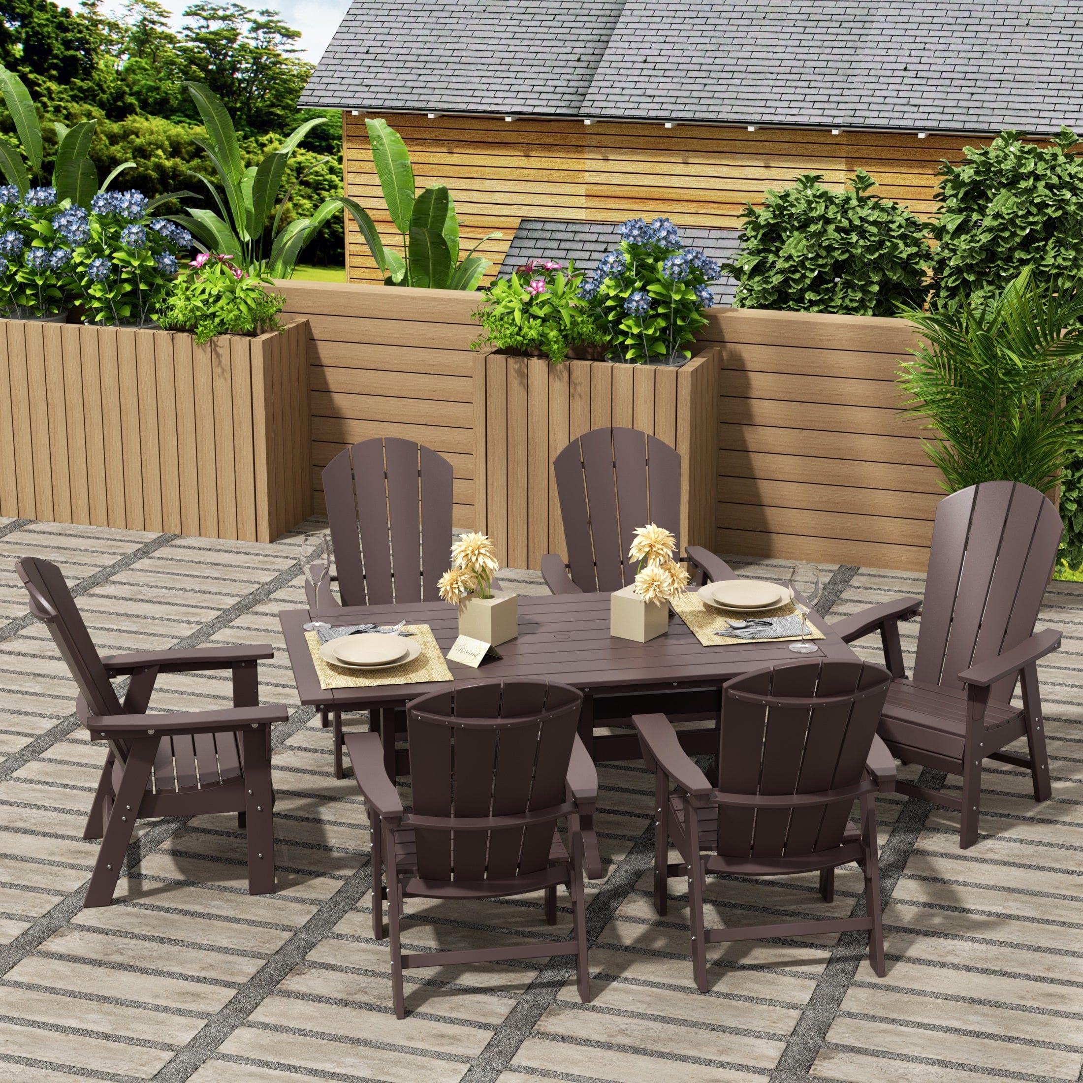 Paradise 7 Piece Dining Table Adirondack Chair Set - Costaelm