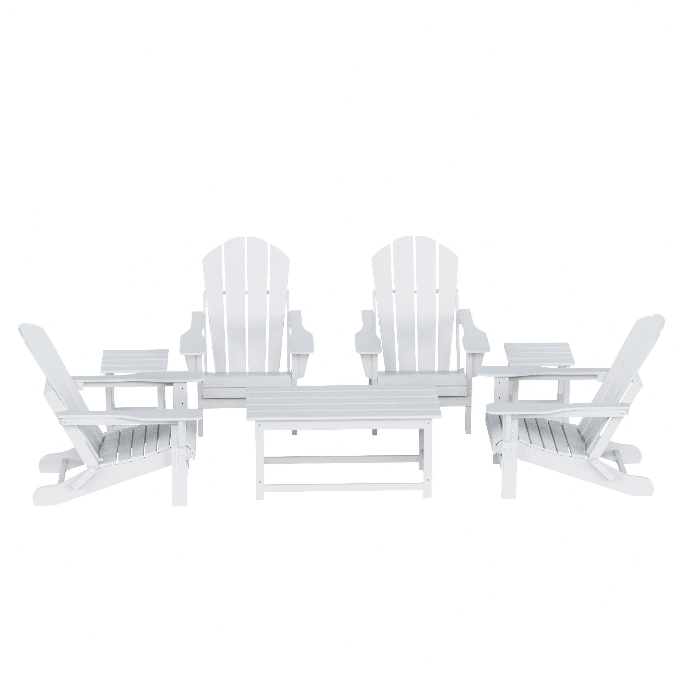Paradise 7-Piece Set Classic Folding Adirondack Chair with Coffee Table and Square Side Table - Costaelm