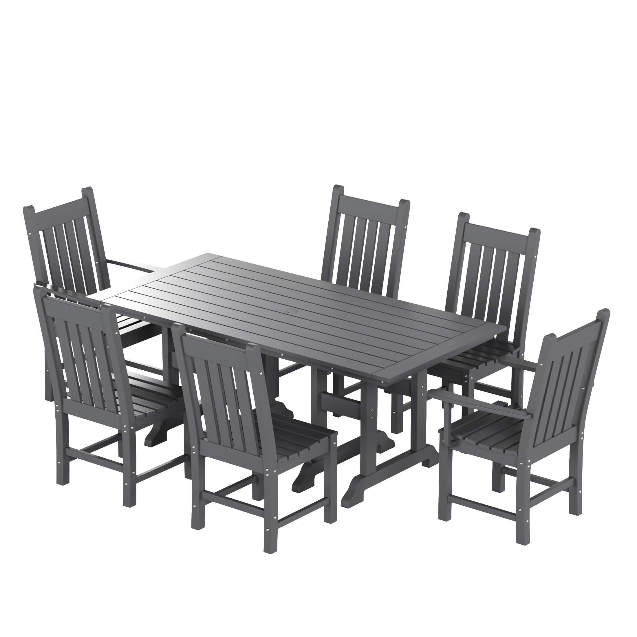 Paradise 7-Piece Square Trestle Chair Outdoor Dinning Set - Costaelm