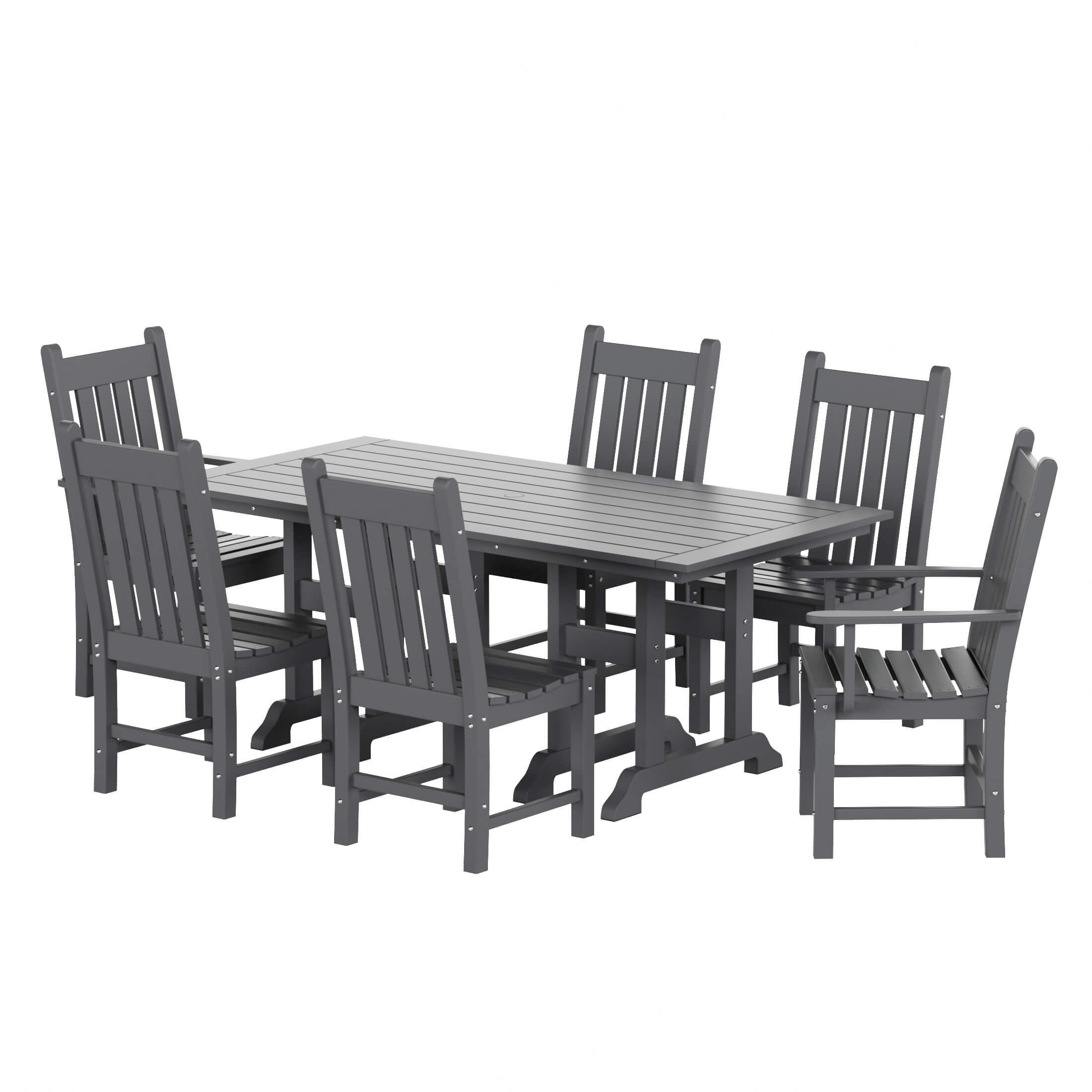 Paradise 7-Piece Square Trestle Chair Outdoor Dinning Set - Costaelm