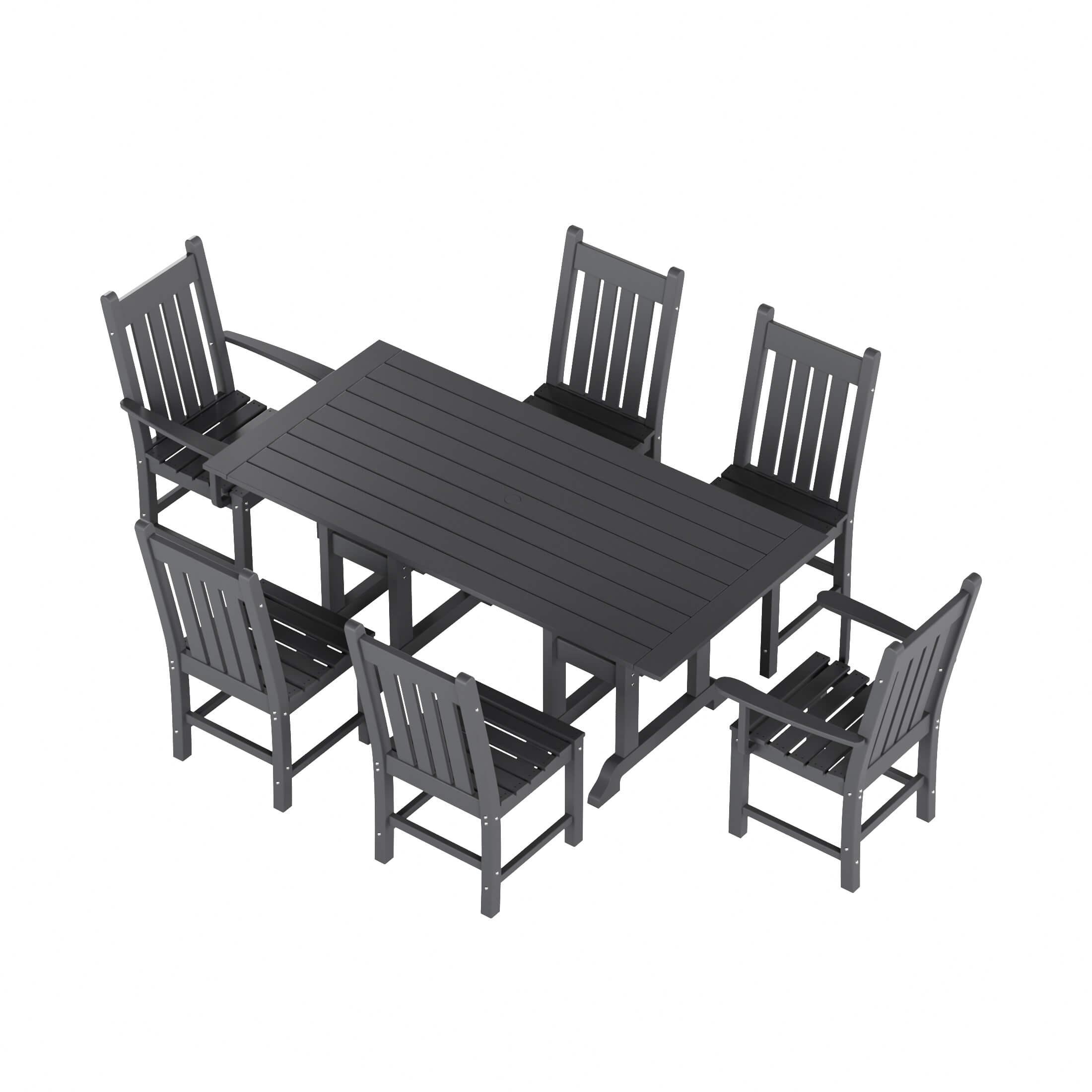 Paradise 7-Piece Square Trestle Chair Outdoor Dinning Set - Costaelm