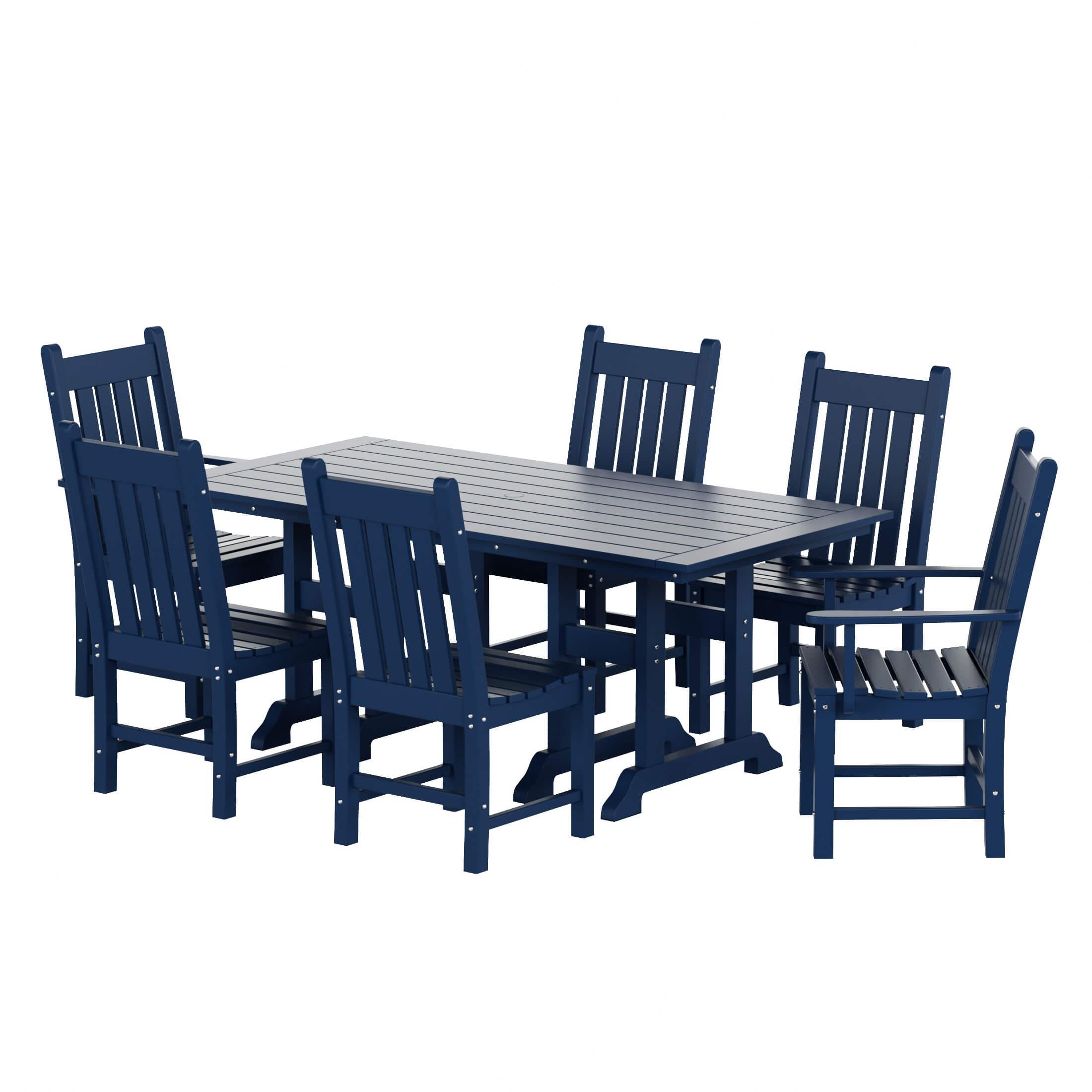 Paradise 7-Piece Square Trestle Chair Outdoor Dinning Set - Costaelm