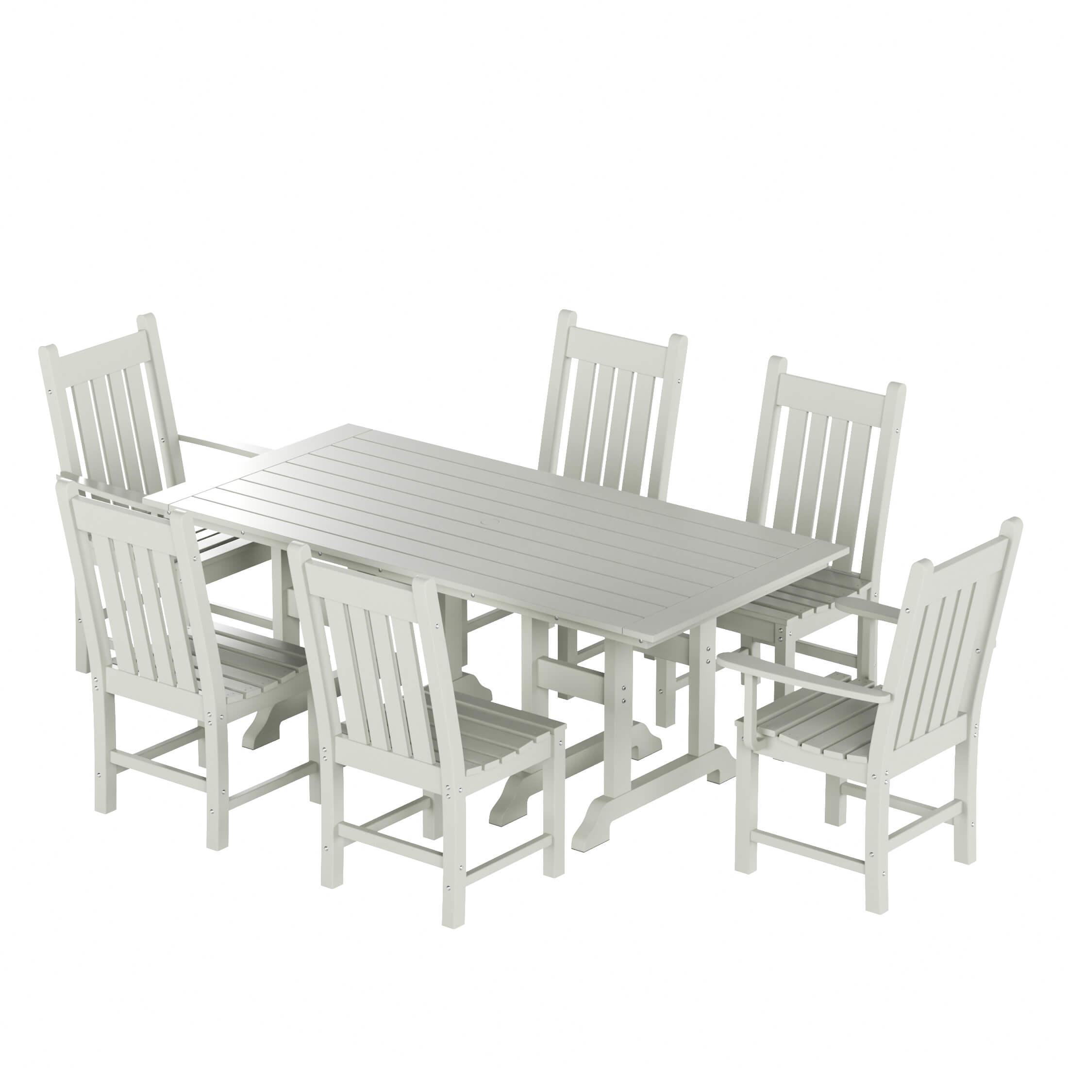 Paradise 7-Piece Square Trestle Chair Outdoor Dinning Set - Costaelm