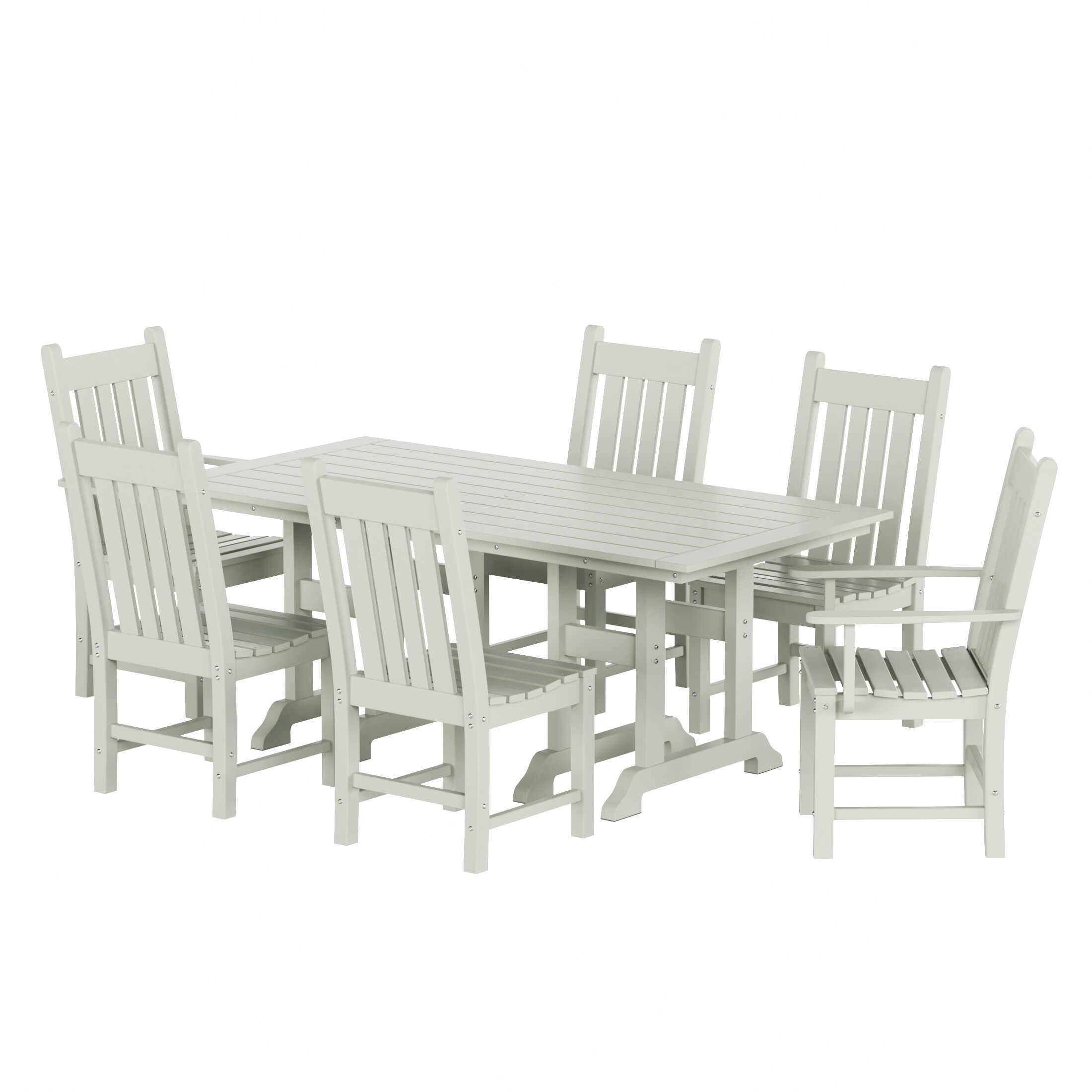 Paradise 7-Piece Square Trestle Chair Outdoor Dinning Set - Costaelm