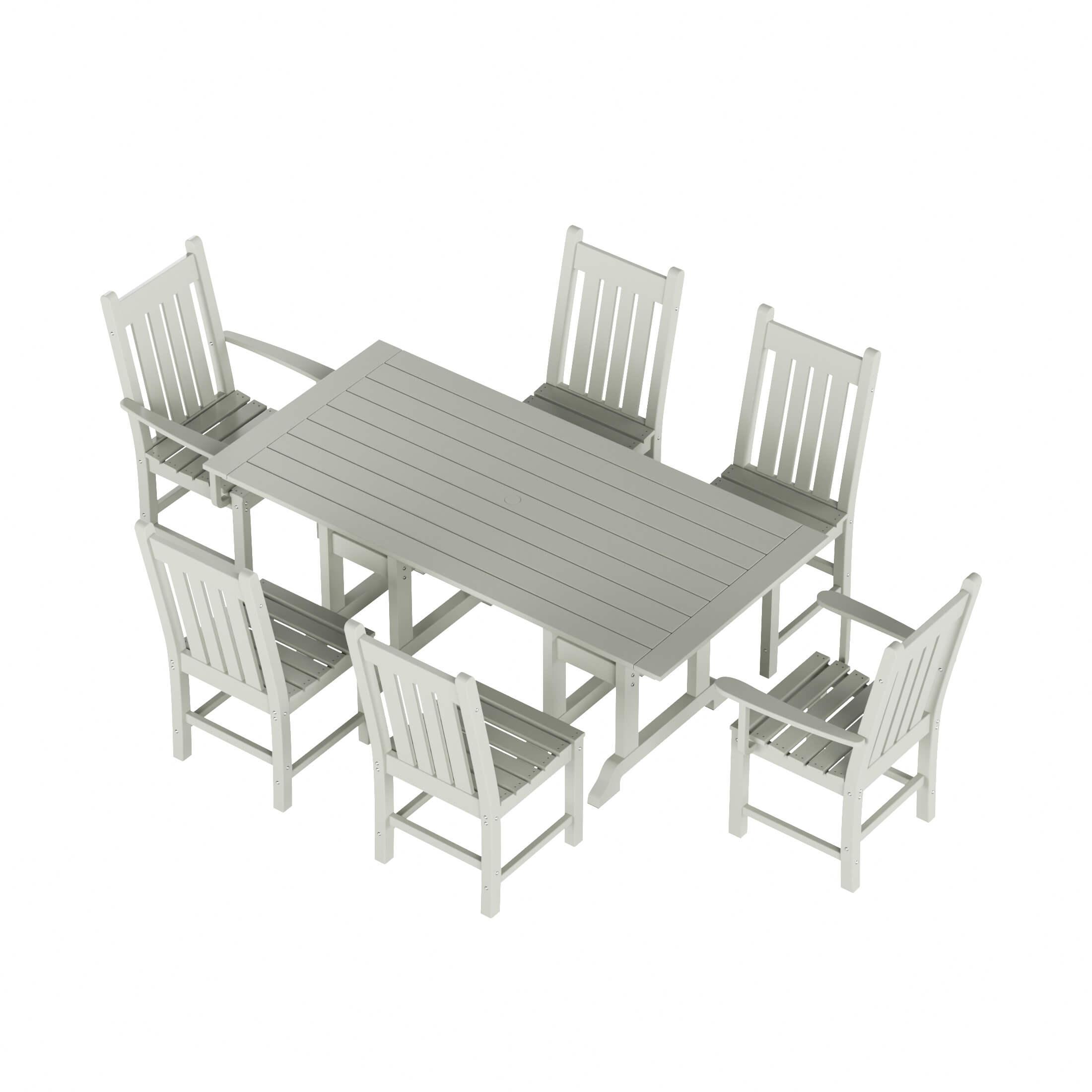 Paradise 7-Piece Square Trestle Chair Outdoor Dinning Set - Costaelm