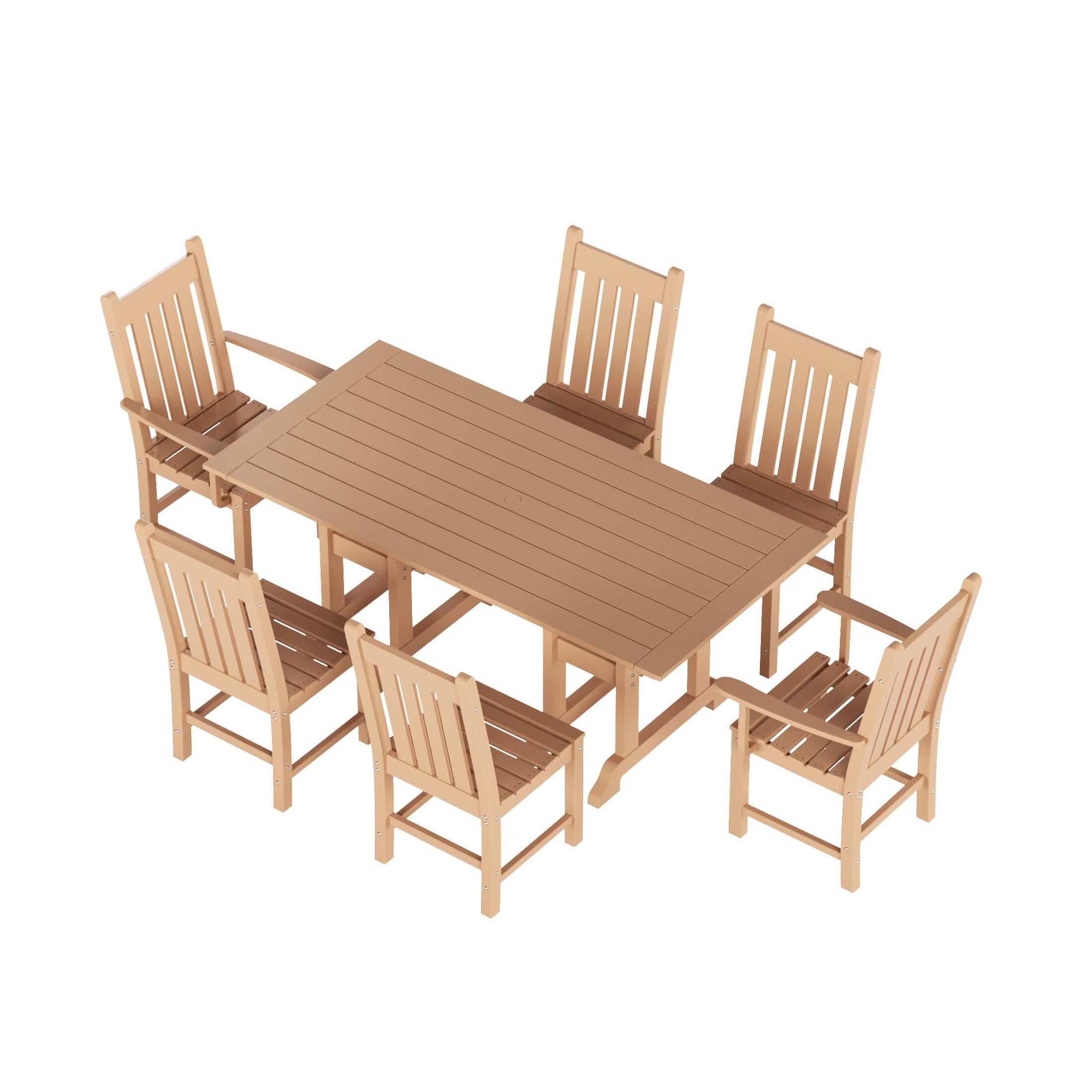 Paradise 7-Piece Square Trestle Chair Outdoor Dinning Set - Costaelm