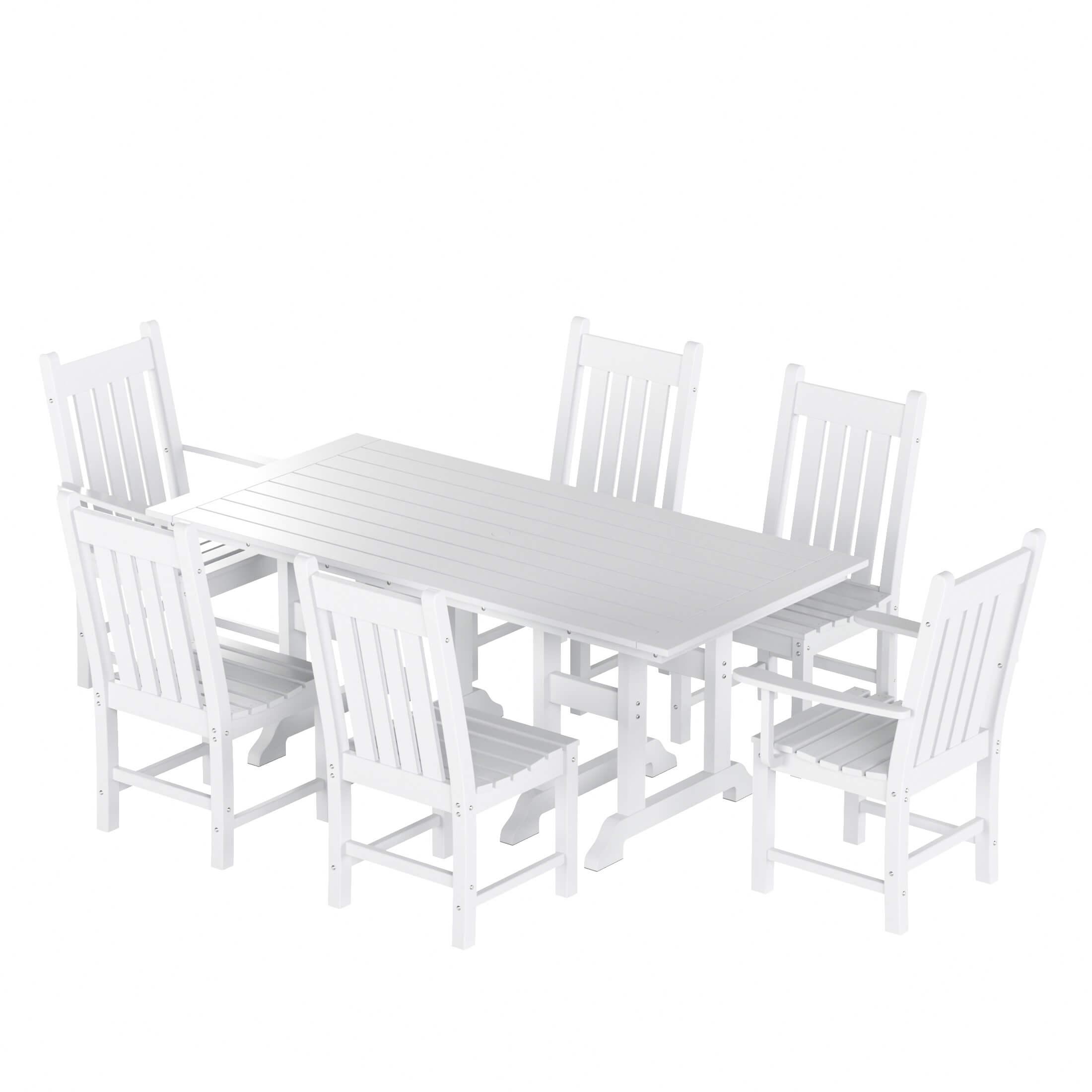 Paradise 7-Piece Square Trestle Chair Outdoor Dinning Set - Costaelm