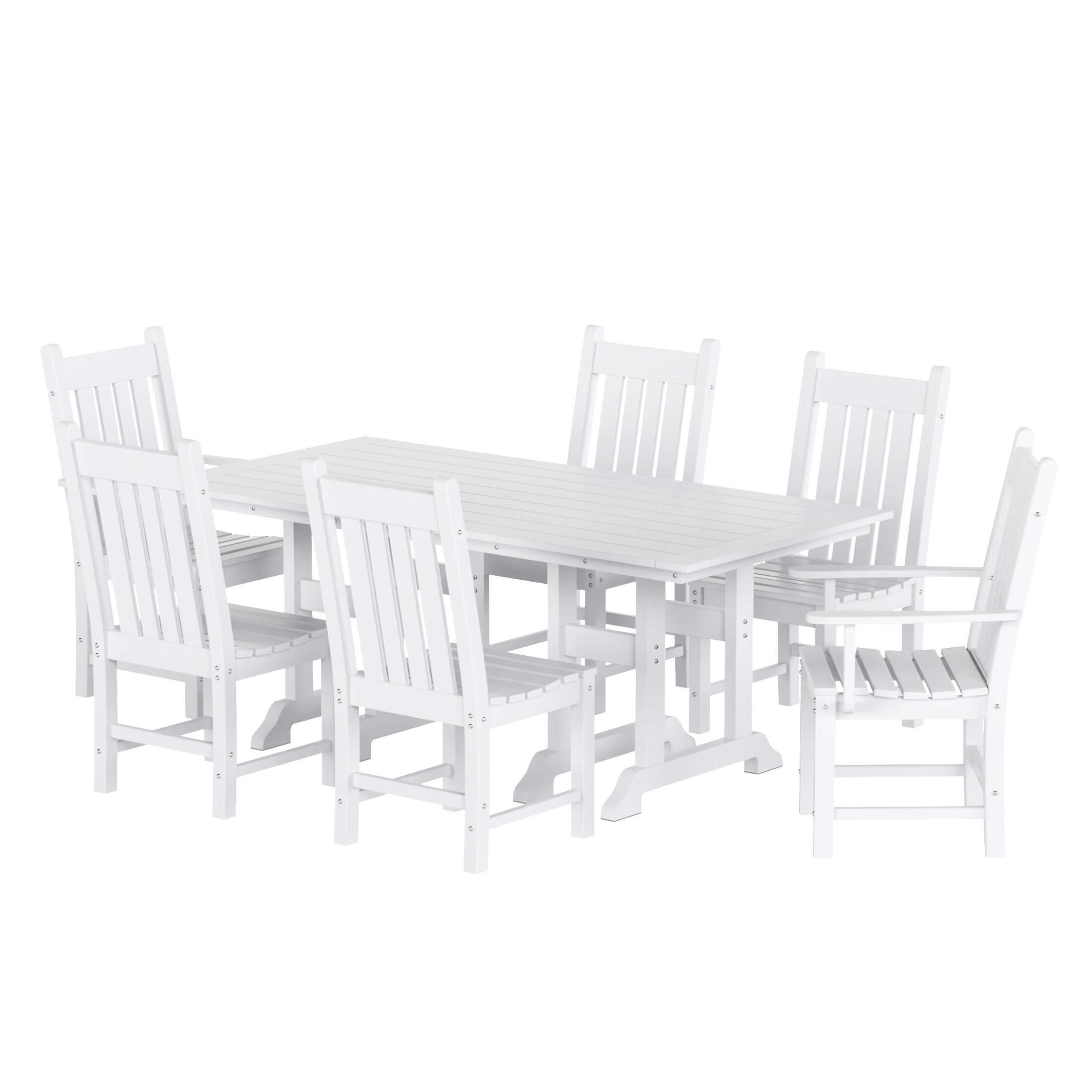 Paradise 7-Piece Square Trestle Chair Outdoor Dinning Set - Costaelm