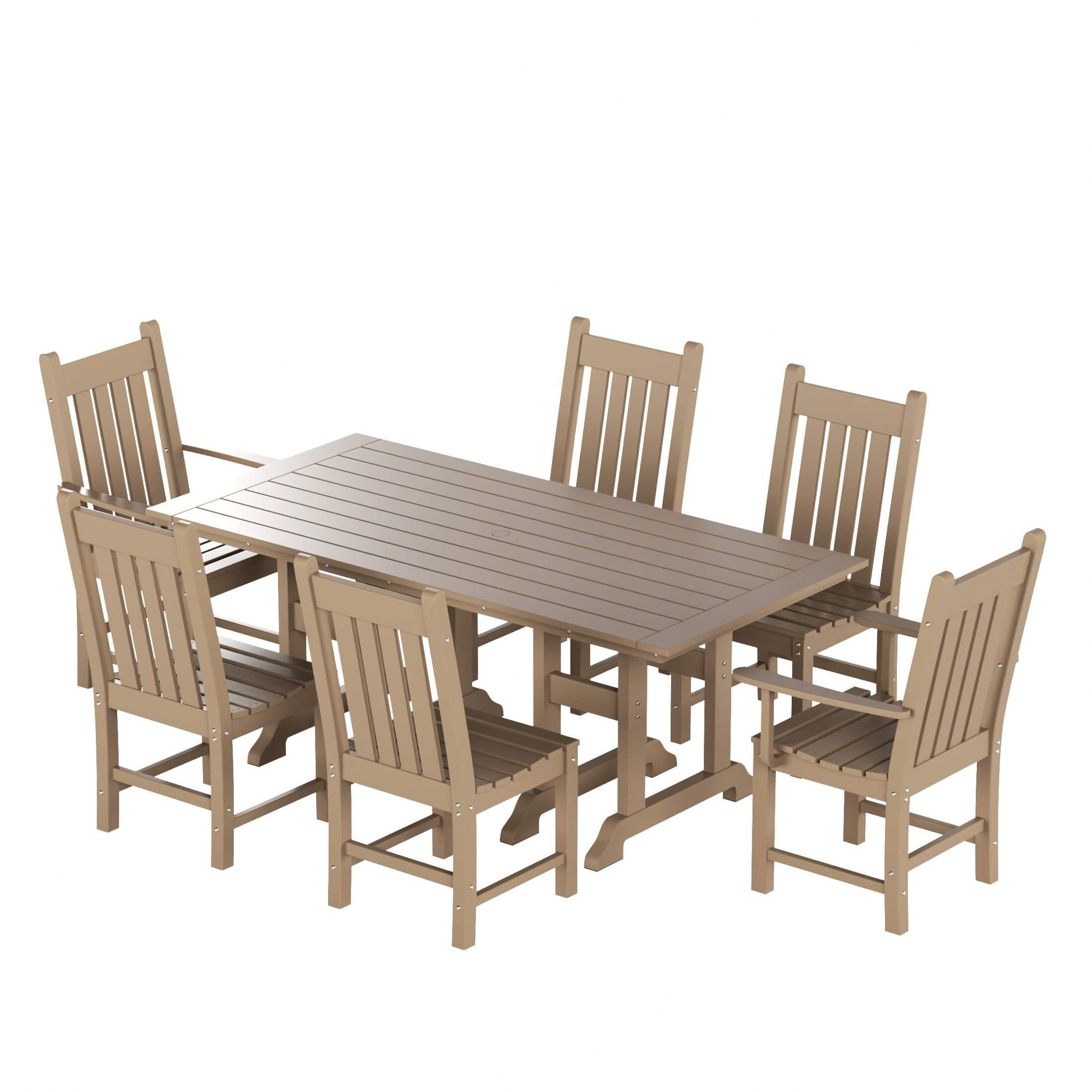 Paradise 7-Piece Square Trestle Chair Outdoor Dinning Set - Costaelm