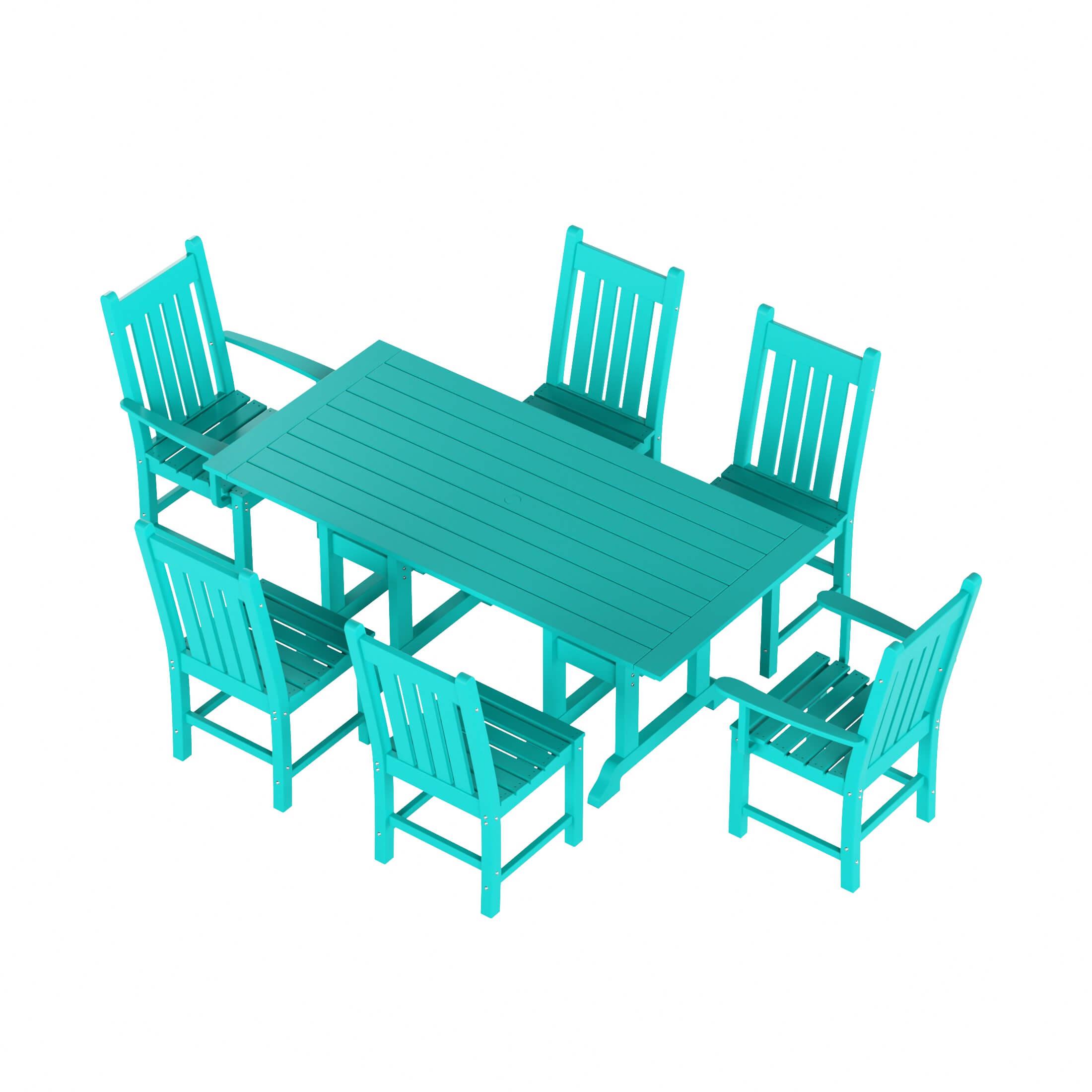 Paradise 7-Piece Square Trestle Chair Outdoor Dinning Set - Costaelm