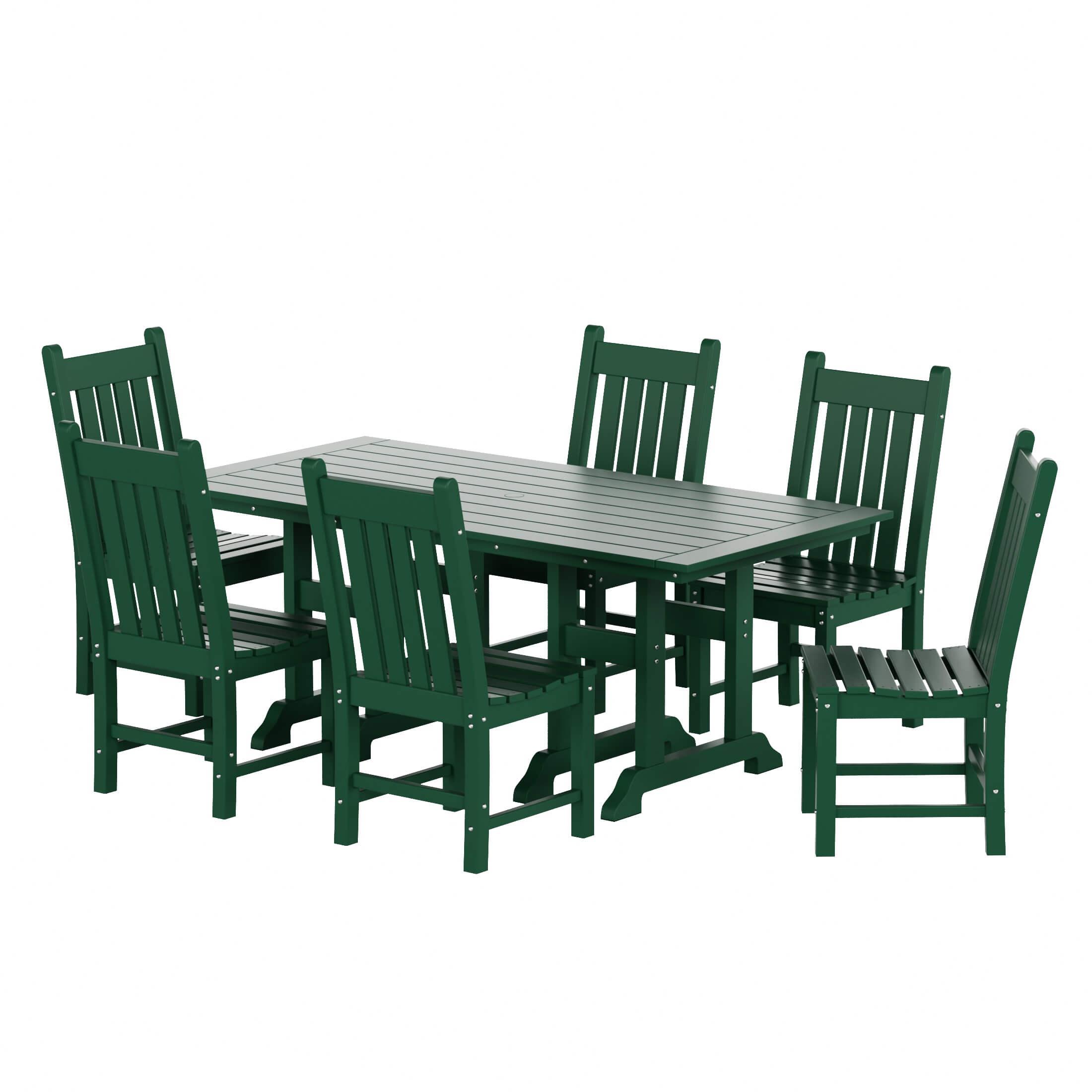 Paradise 7-Piece Square Trestle Side Chair Outdoor Dinning Set - Costaelm