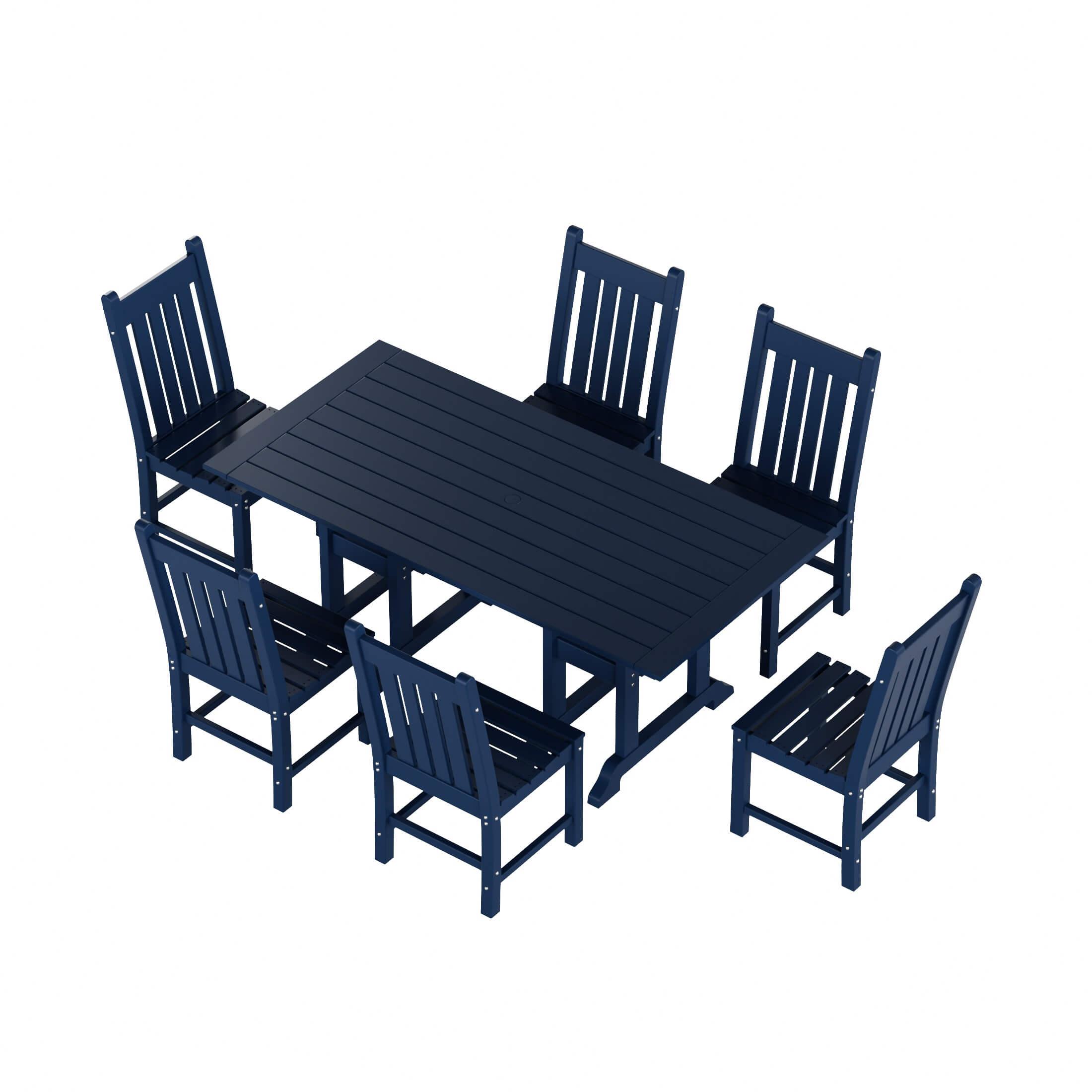 Paradise 7-Piece Square Trestle Side Chair Outdoor Dinning Set - Costaelm