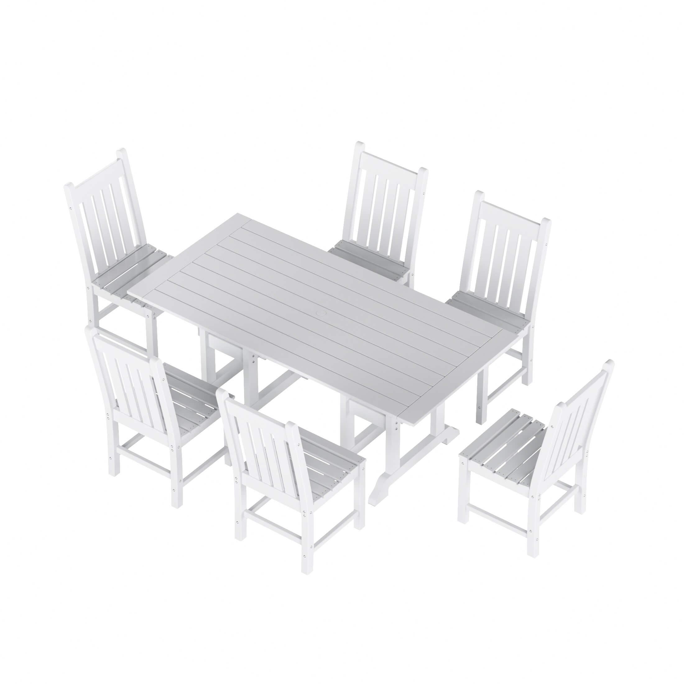 Paradise 7-Piece Square Trestle Side Chair Outdoor Dinning Set - Costaelm