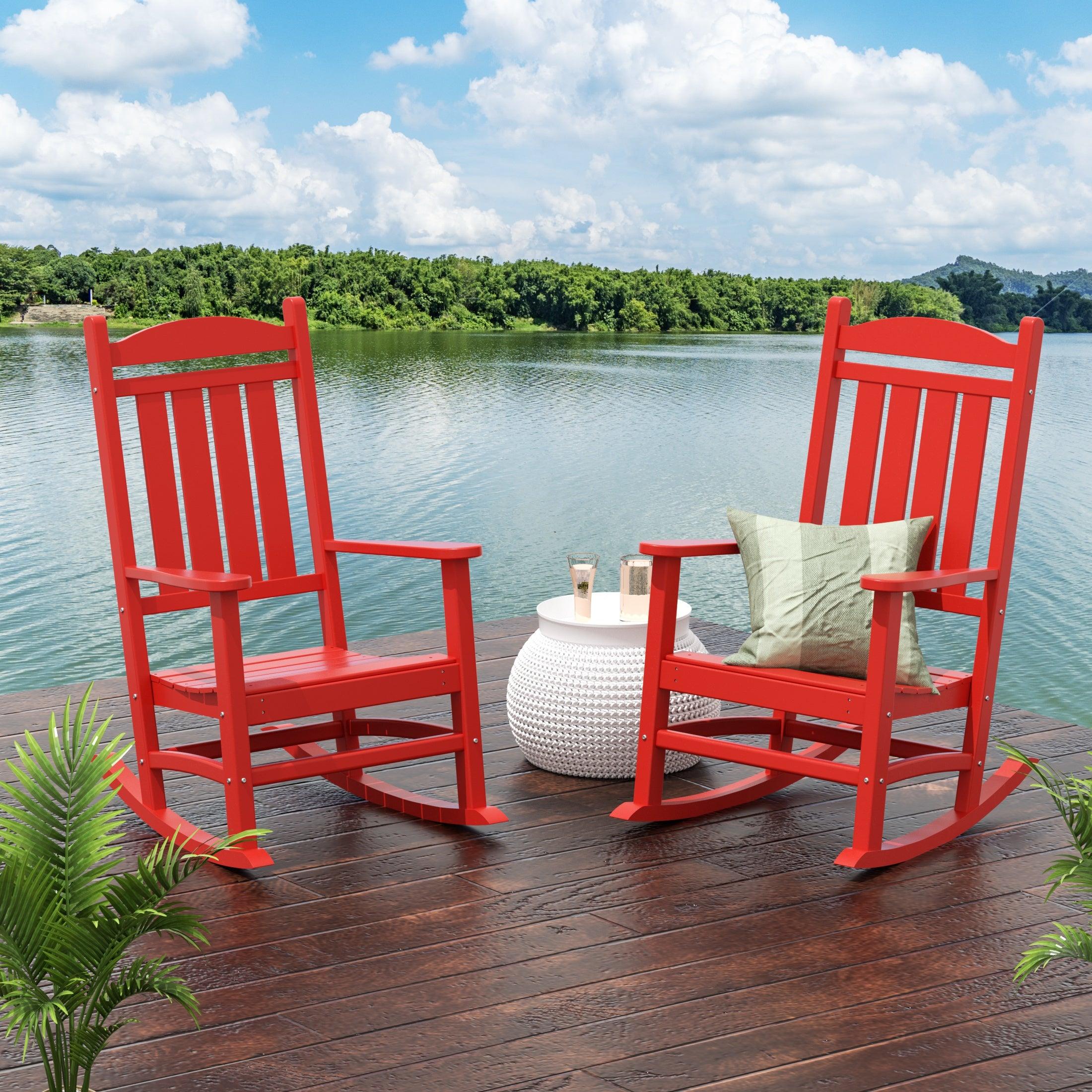 Lakehouse Classic Plastic Outdoor Porch Rocking Chairs (Set of 2) - Costaelm