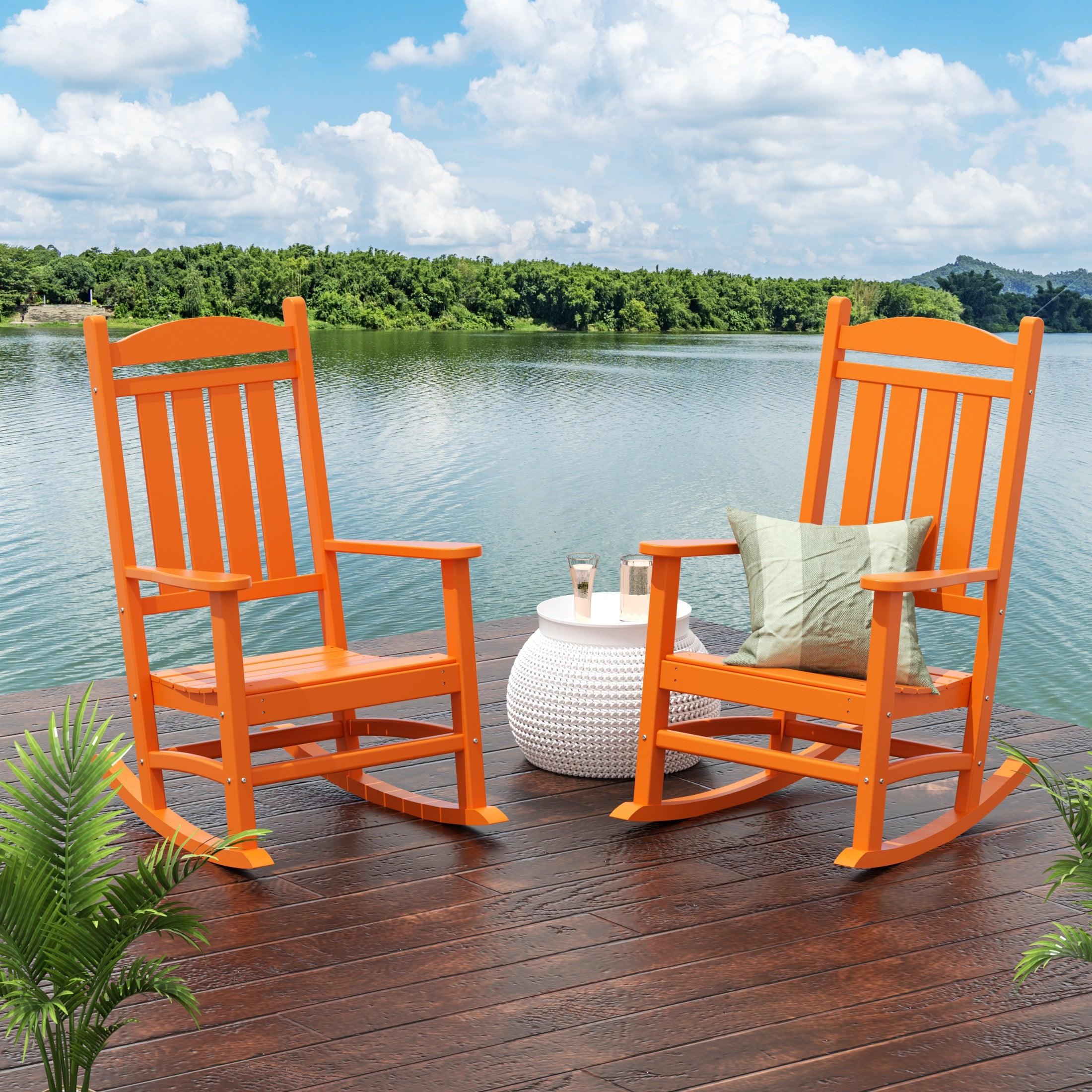 Lakehouse Classic Plastic Outdoor Porch Rocking Chairs (Set of 2) - Costaelm