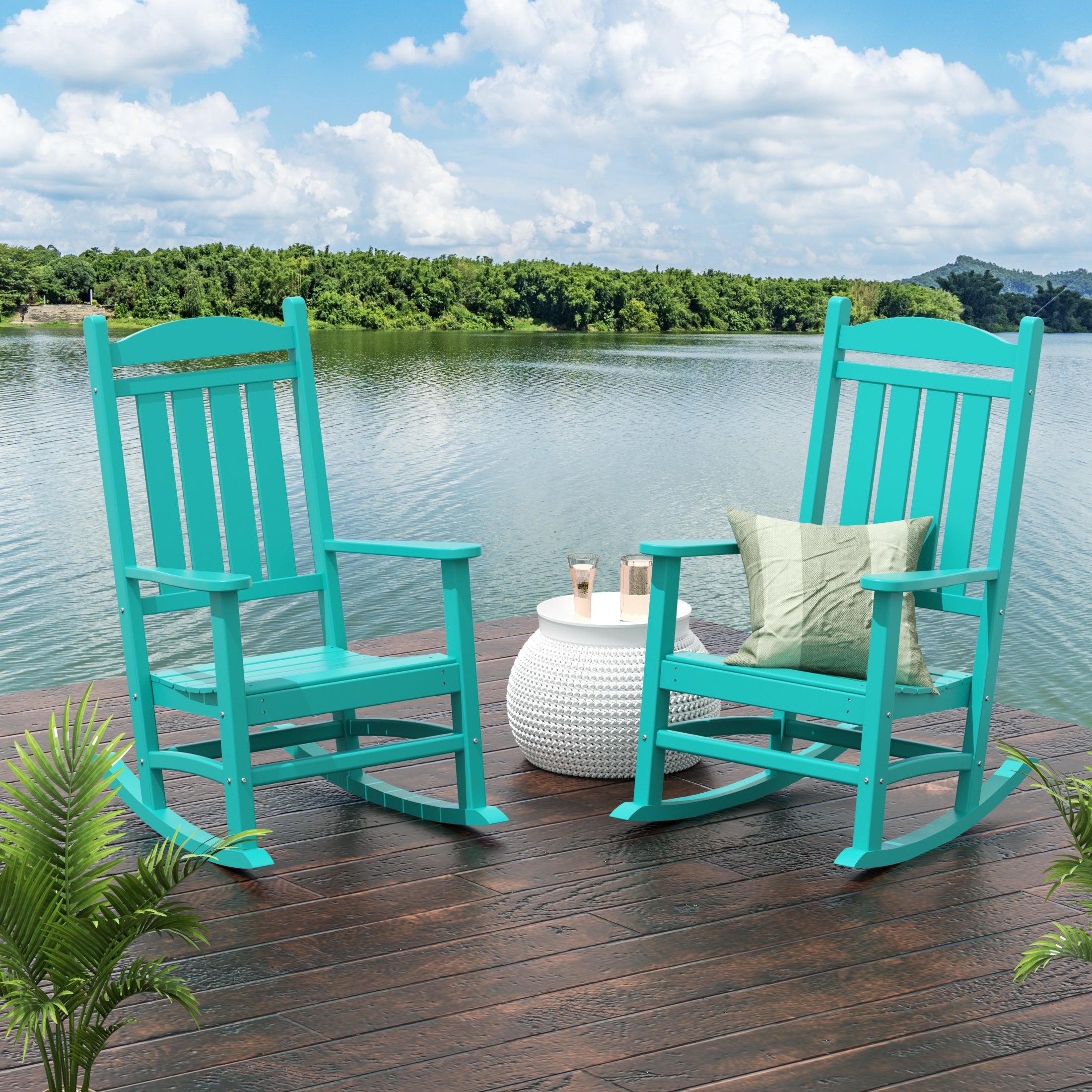 Lakehouse Classic Plastic Outdoor Porch Rocking Chairs (Set of 2) - Costaelm