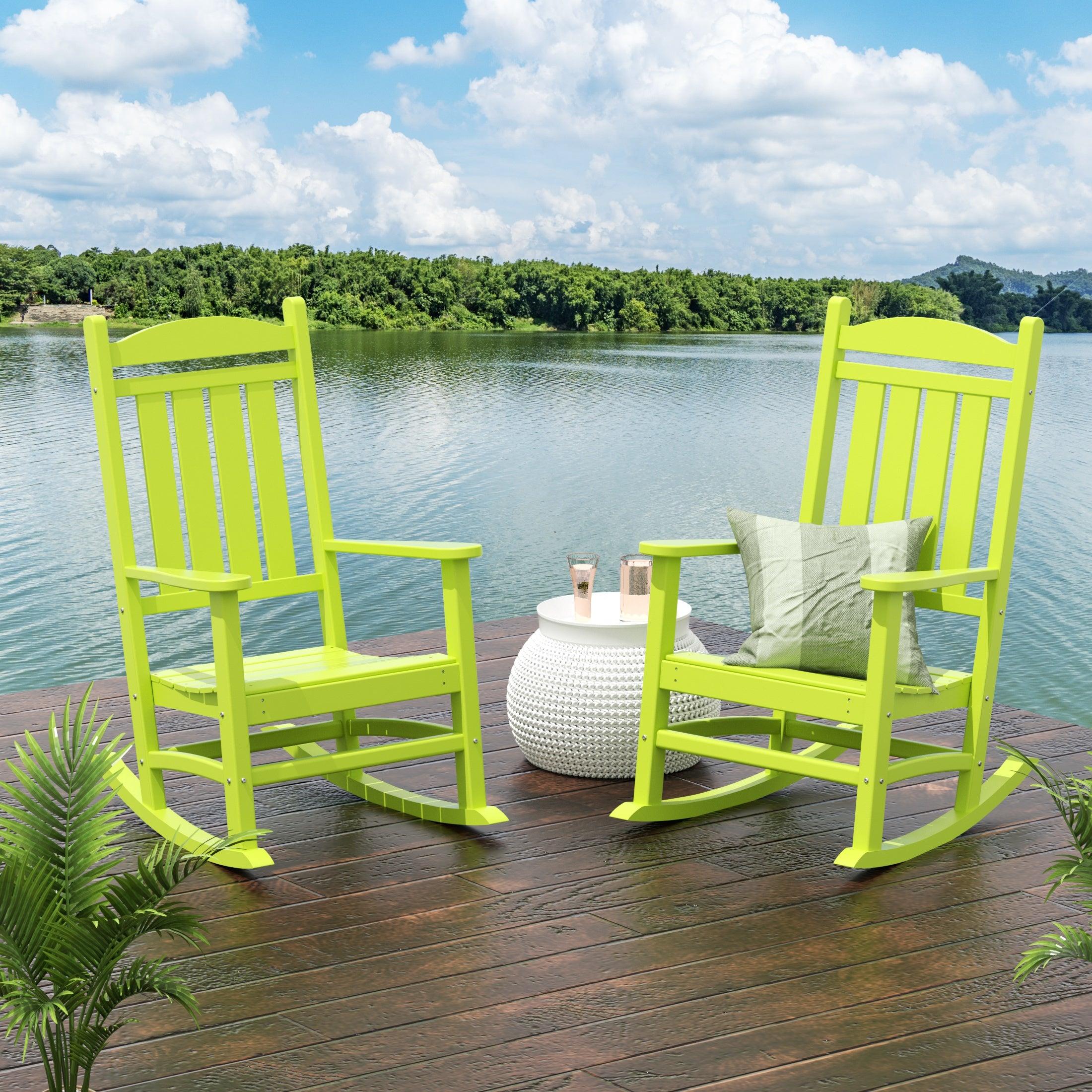 Lakehouse Classic Plastic Outdoor Porch Rocking Chairs (Set of 2) - Costaelm