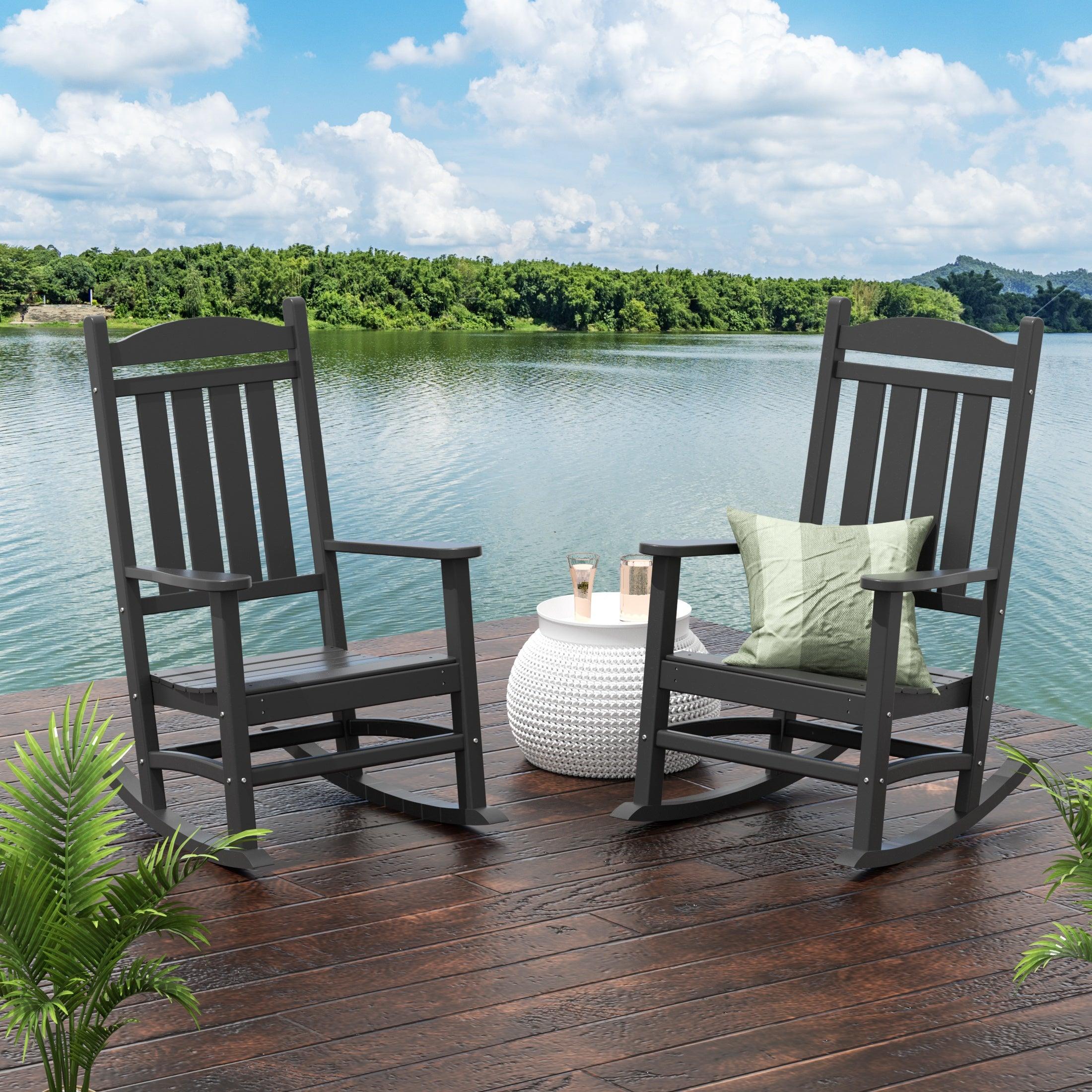 Lakehouse Classic Plastic Outdoor Porch Rocking Chairs (Set of 2) - Costaelm
