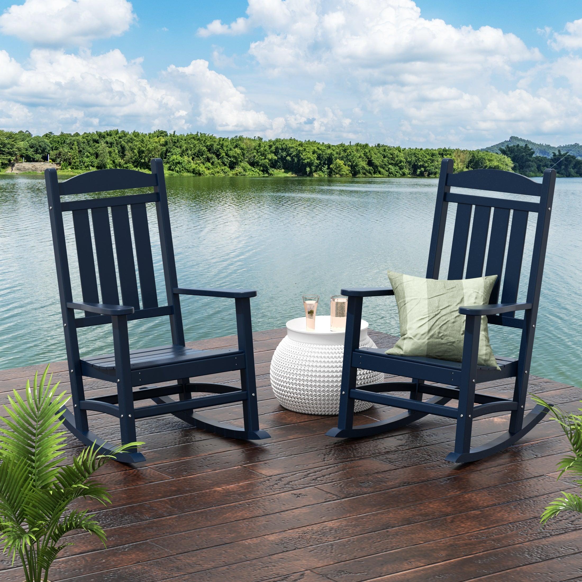 Lakehouse Classic Plastic Outdoor Porch Rocking Chairs (Set of 2) - Costaelm