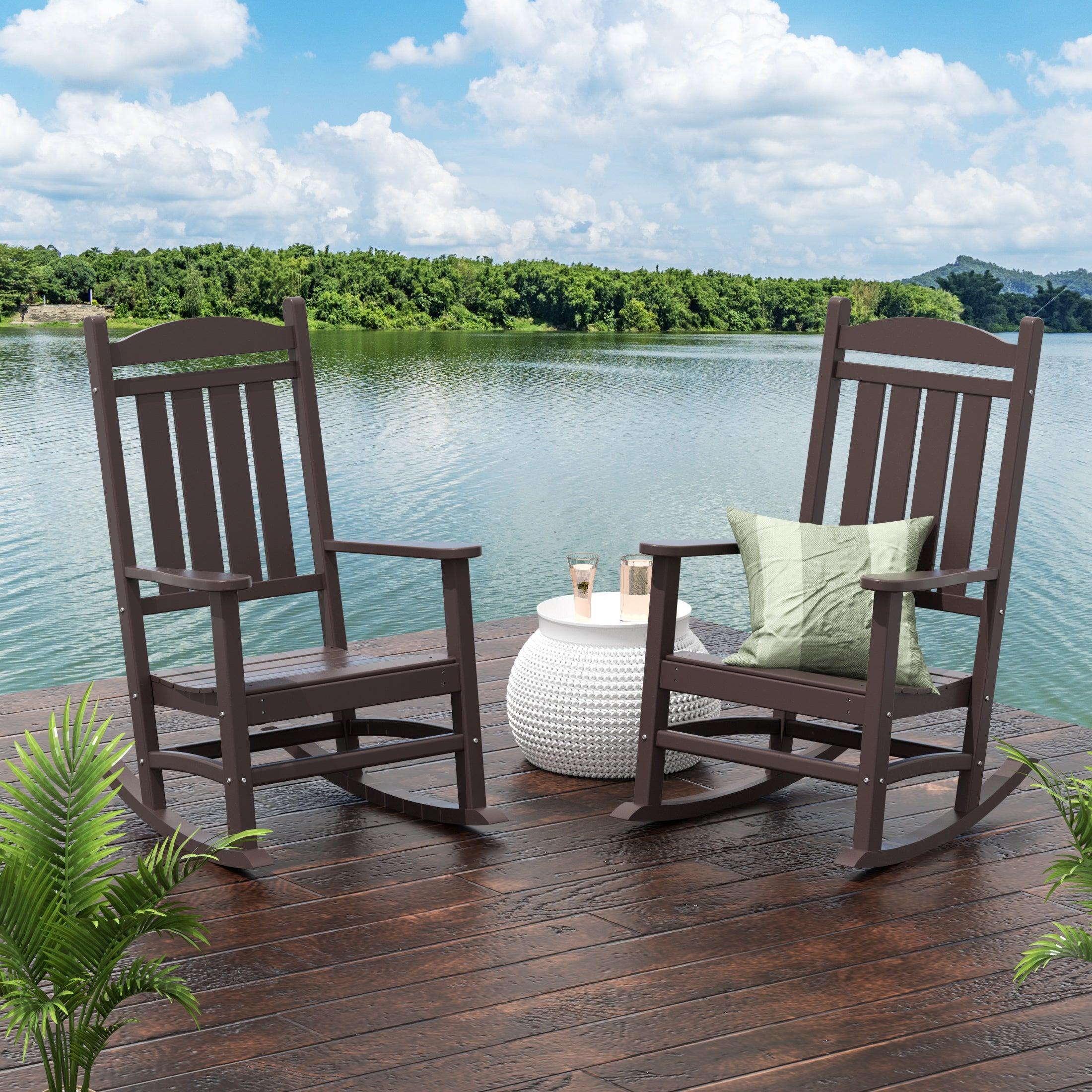 Lakehouse Classic Plastic Outdoor Porch Rocking Chairs (Set of 2) - Costaelm