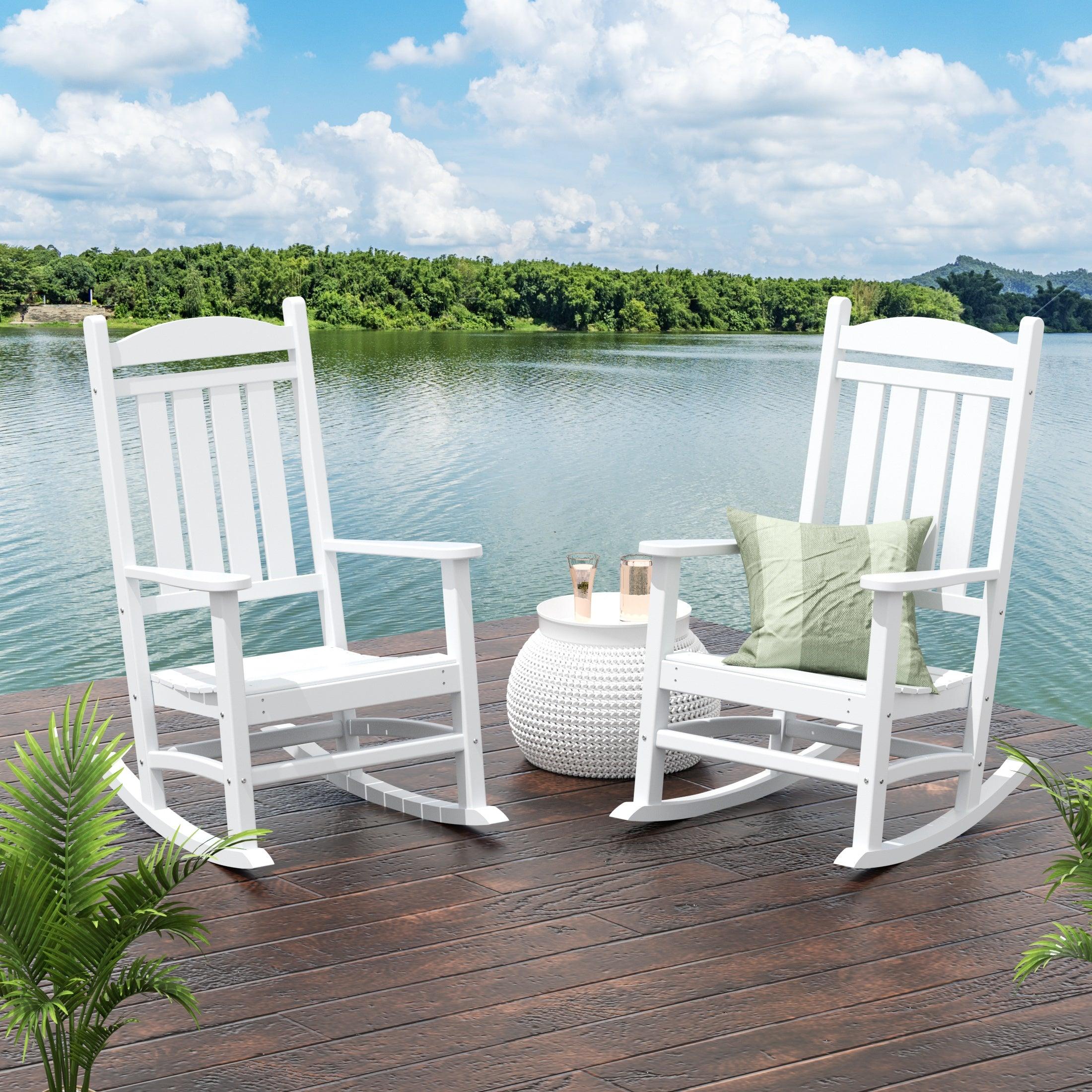 Lakehouse Classic Plastic Outdoor Porch Rocking Chairs (Set of 2) - Costaelm