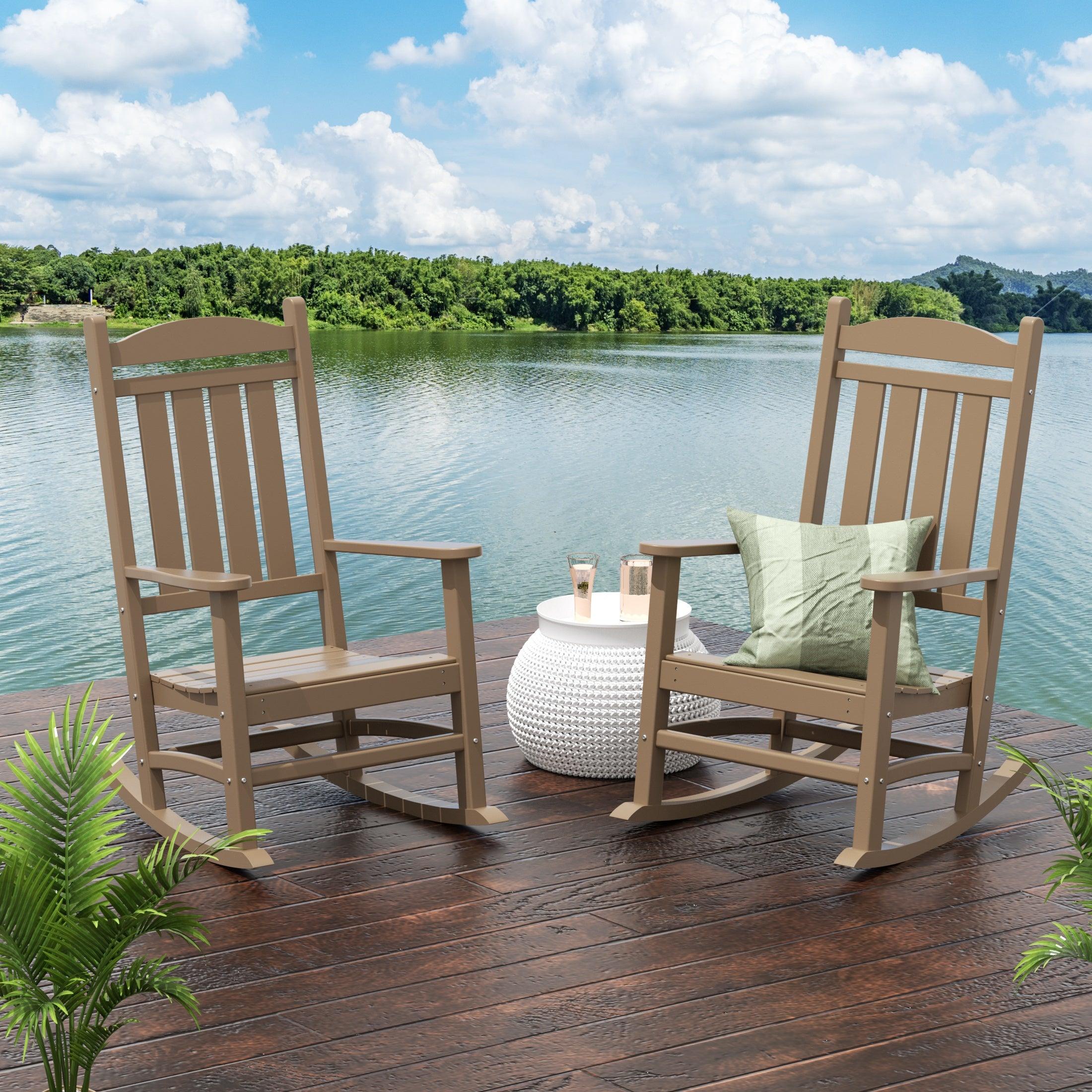 Lakehouse Classic Plastic Outdoor Porch Rocking Chairs (Set of 2) - Costaelm