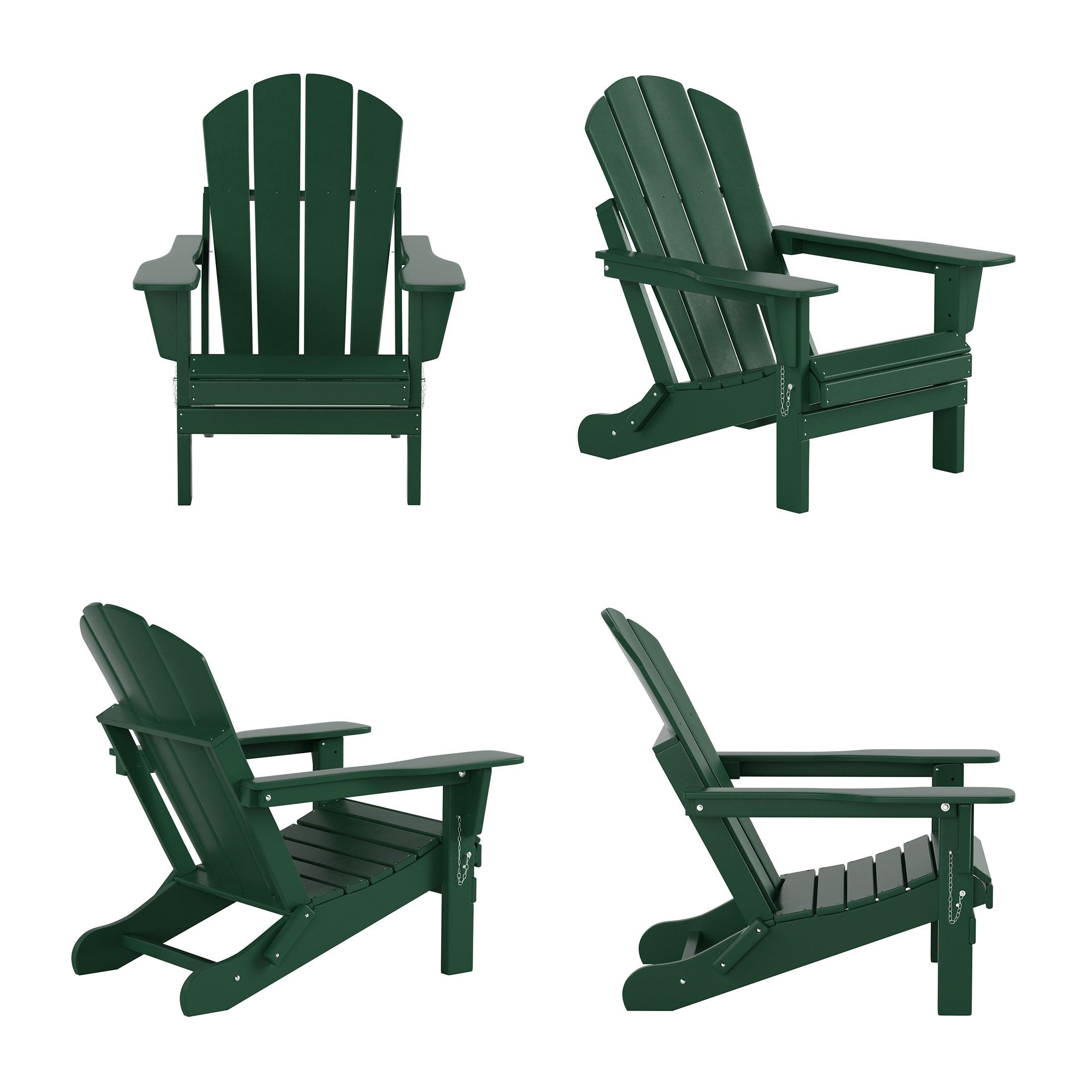 Paradise Outdoor Folding Poly Adirondack Chair With Square Fire Pit Table Sets - Costaelm