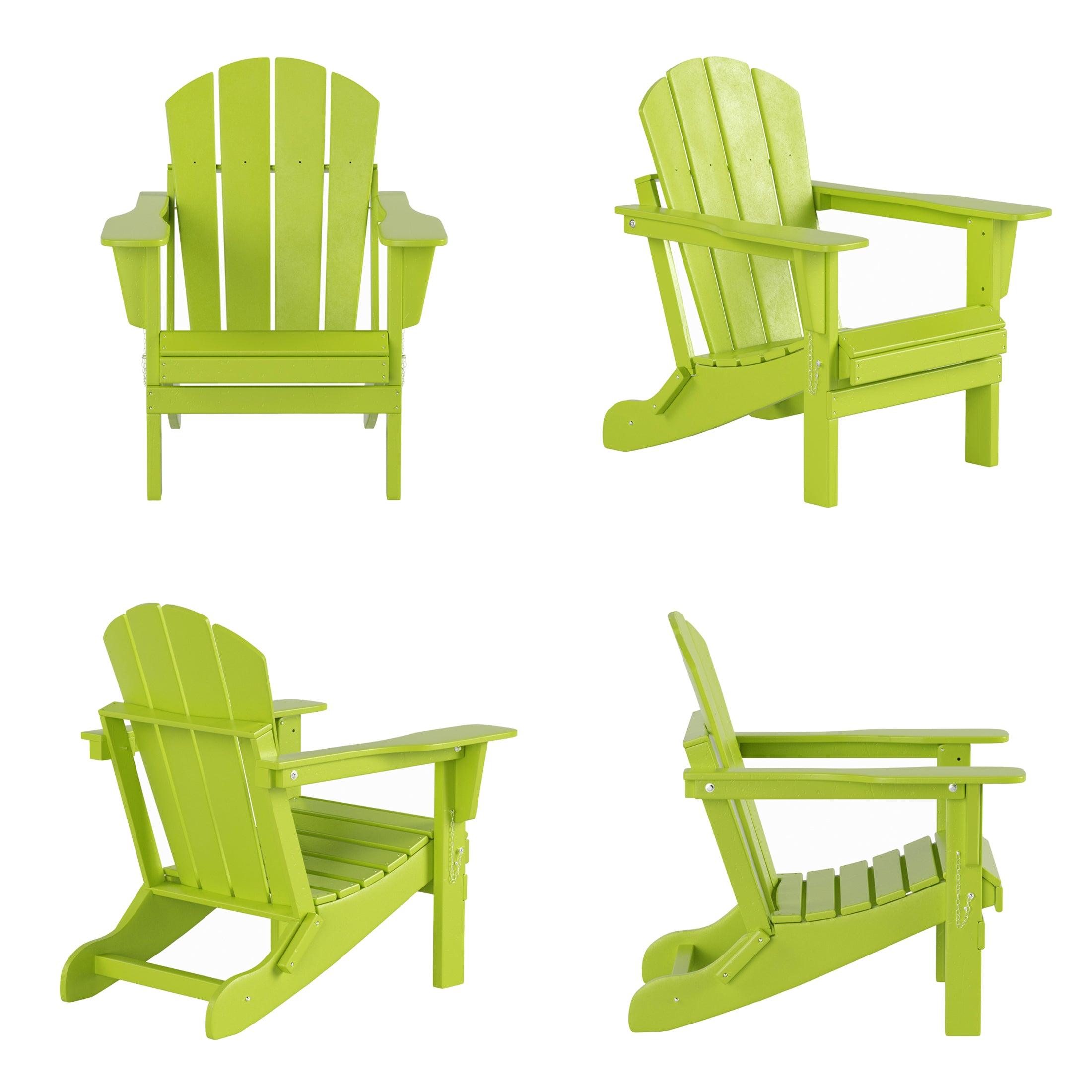 Paradise Outdoor Folding Poly Adirondack Chair With Square Fire Pit Table Sets - Costaelm