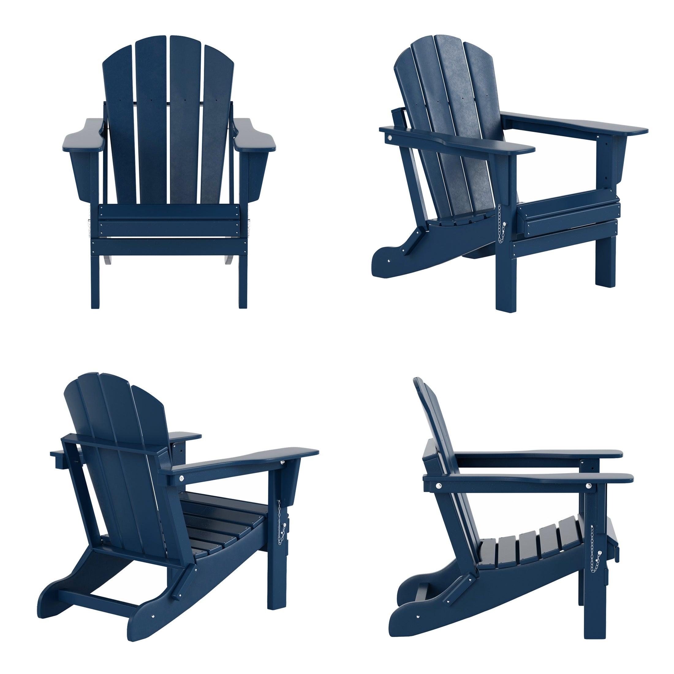 Paradise Outdoor Folding Poly Adirondack Chair With Square Fire Pit Table Sets - Costaelm