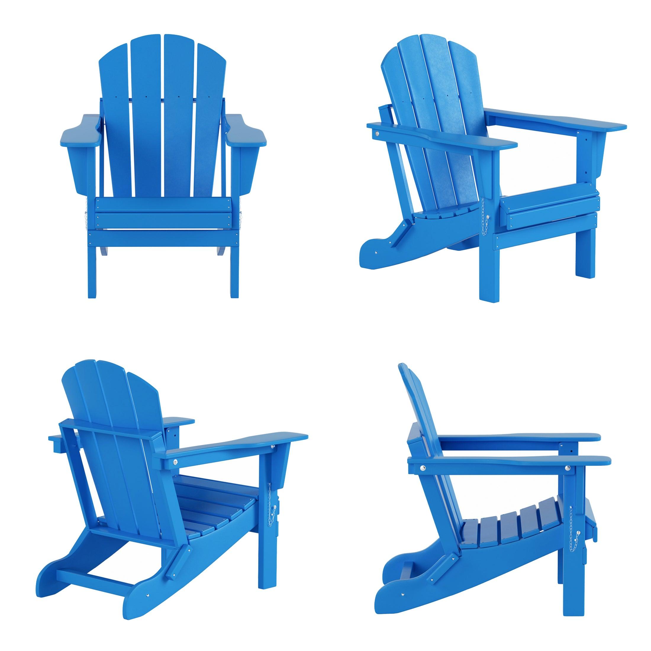 Paradise Outdoor Folding Poly Adirondack Chair With Square Fire Pit Table Sets - Costaelm