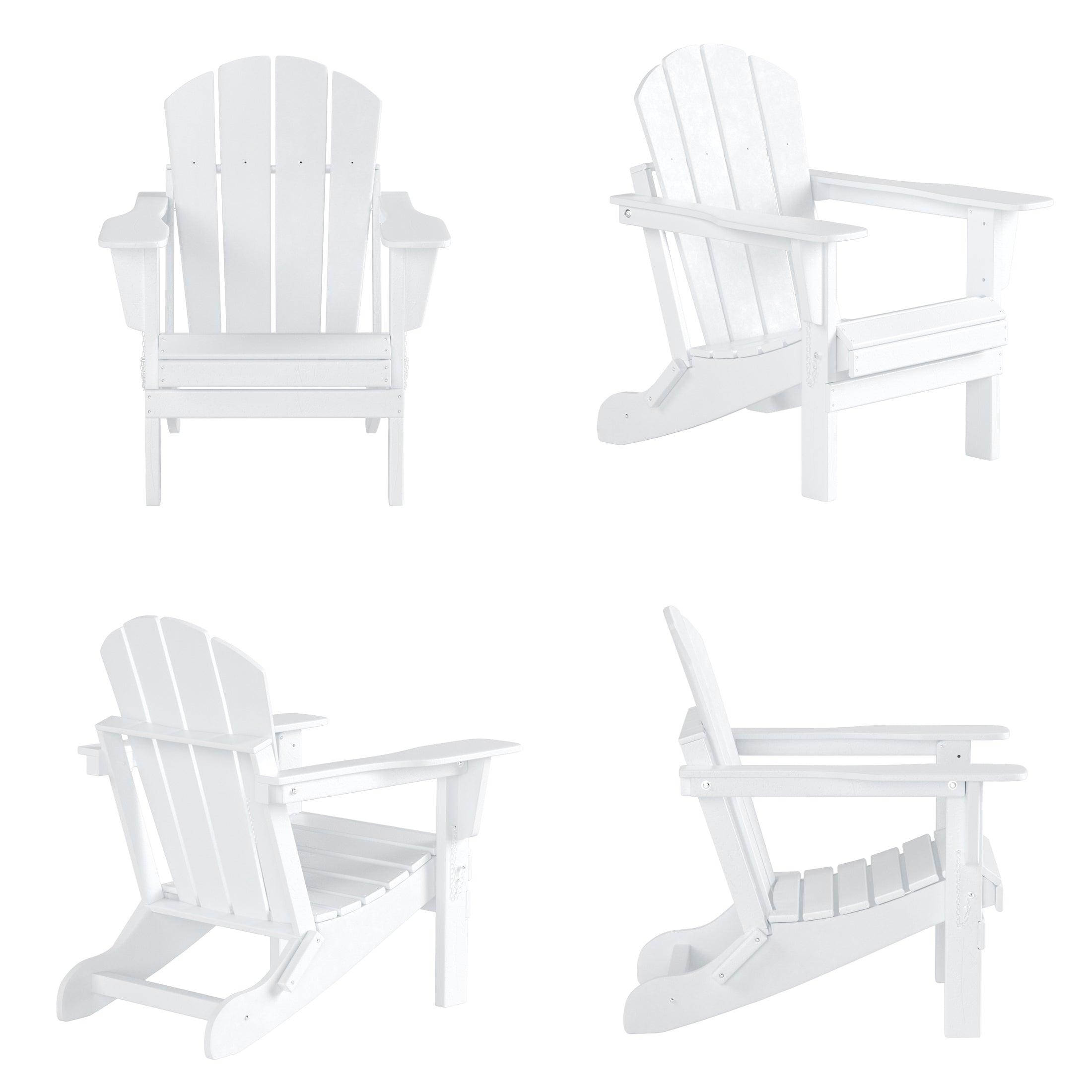 Paradise Outdoor Folding Poly Adirondack Chair With Square Fire Pit Table Sets - Costaelm