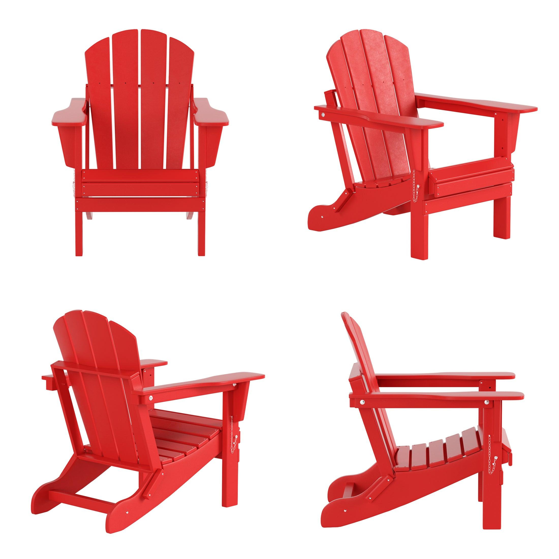 Paradise Outdoor Folding Poly Adirondack Chair With Square Fire Pit Table Sets - Costaelm